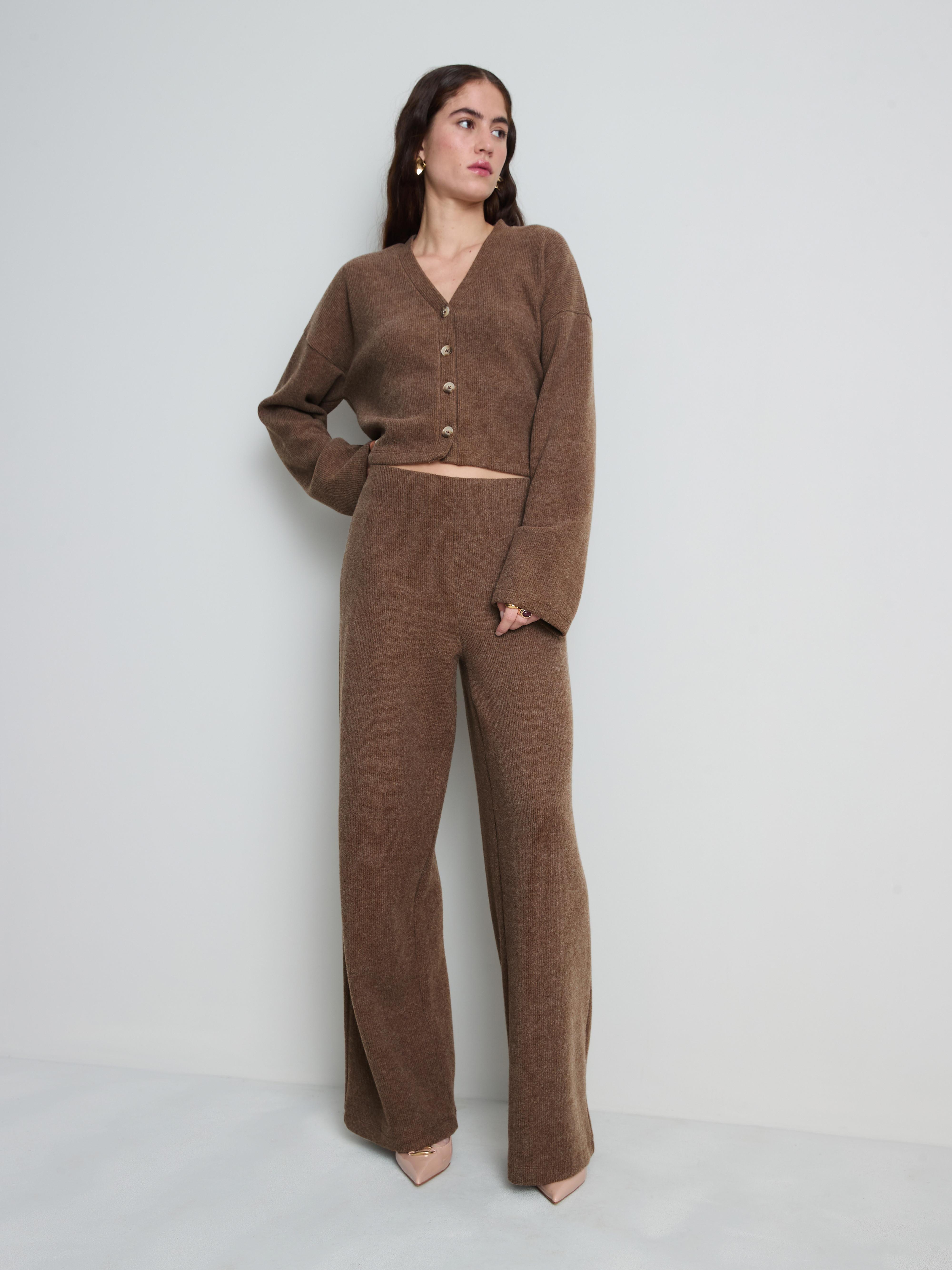 Pantalon large en coton mélangé