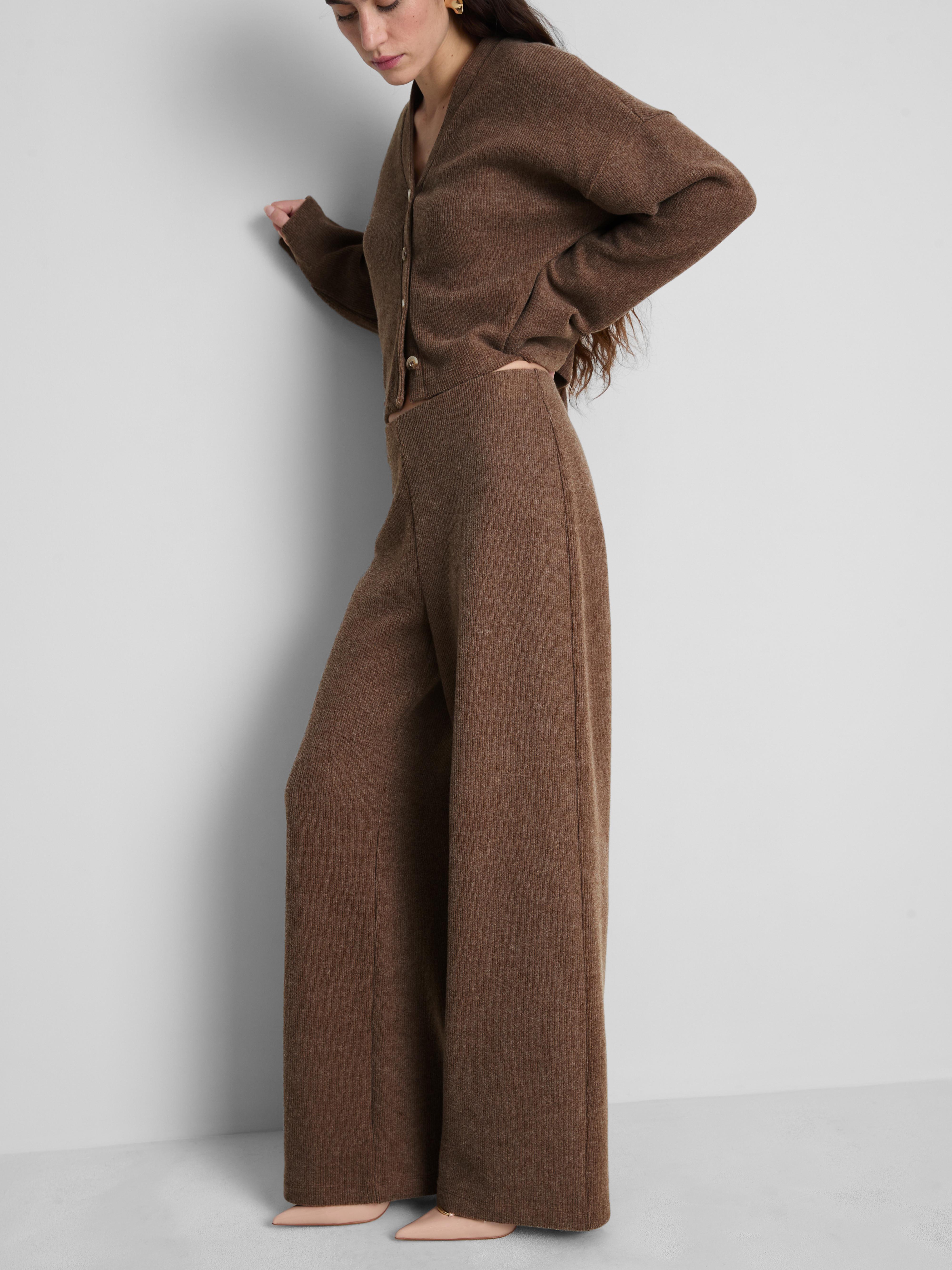 Cotton Blend Wide Leg Trousers