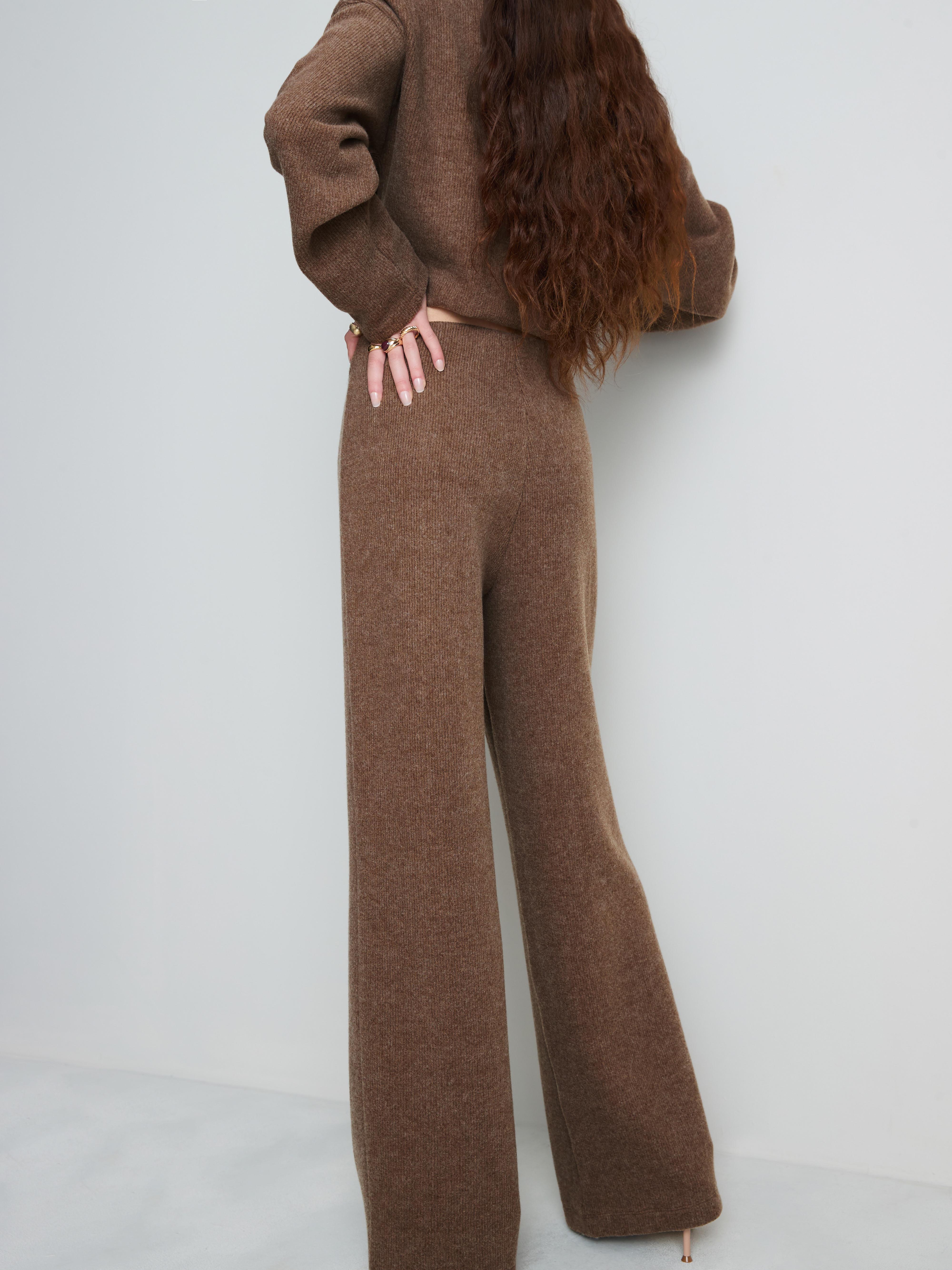 Cotton Blend Wide Leg Trousers