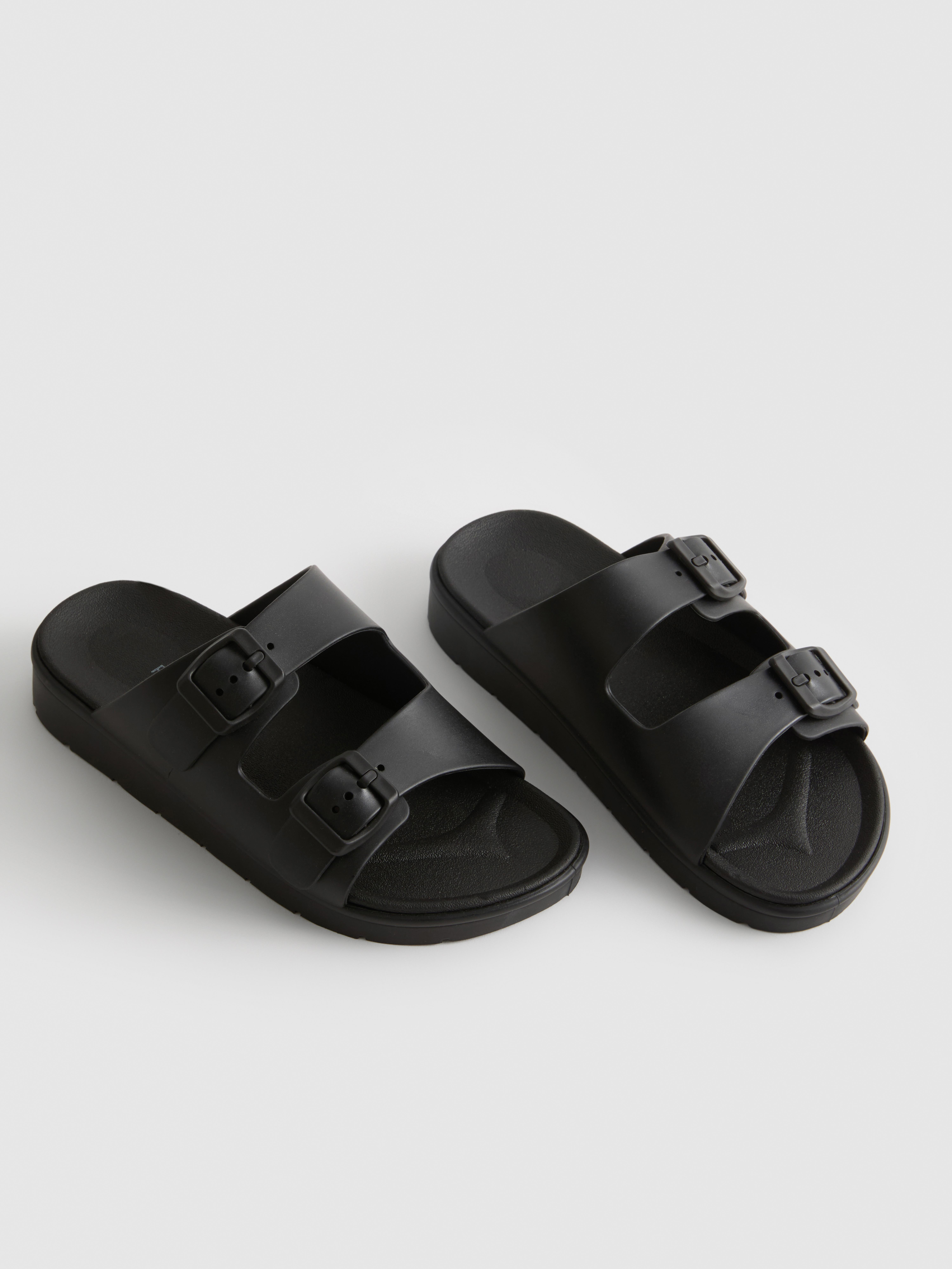 Double Buckle-Strap Mule Sandals