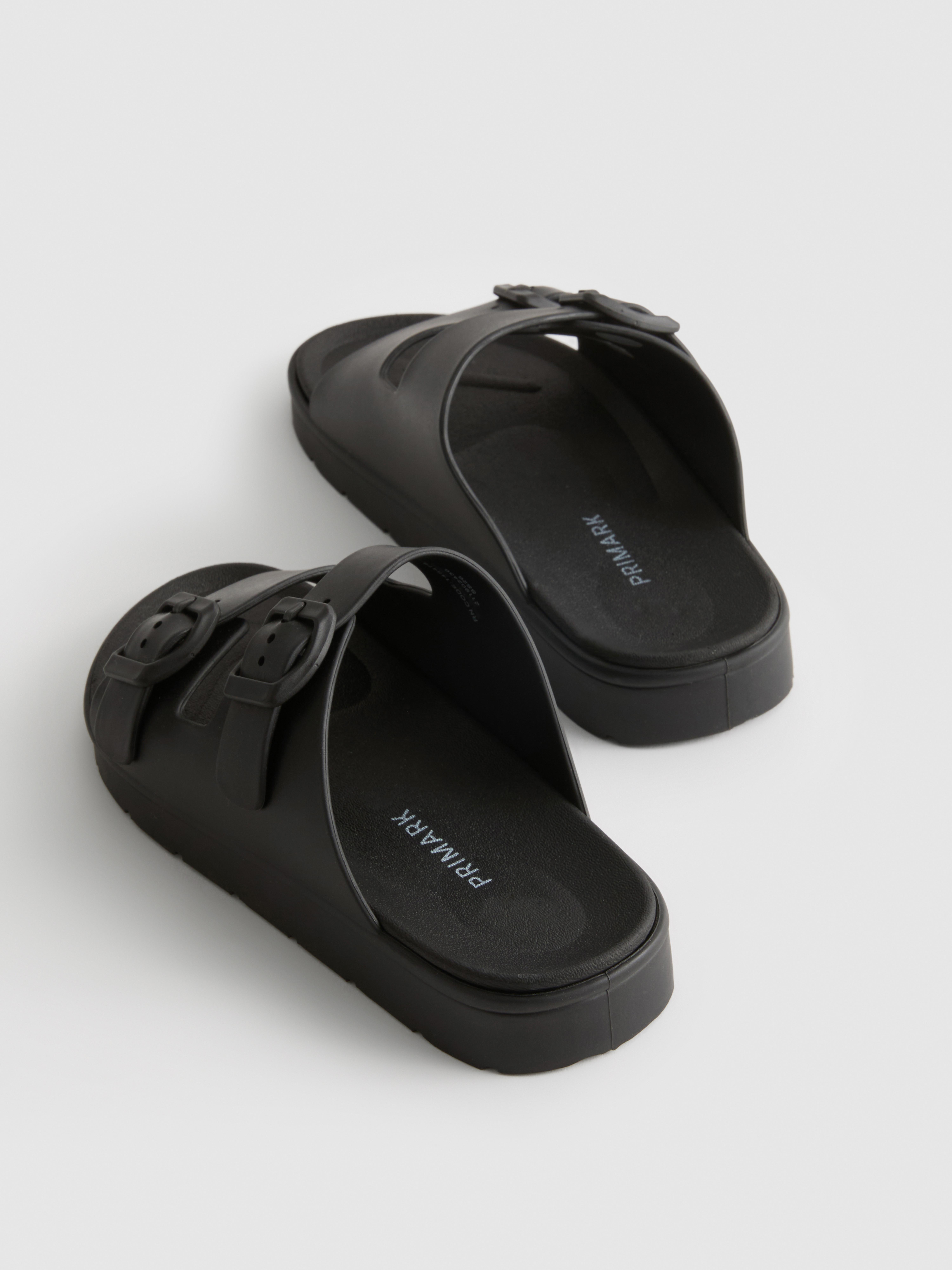 Double Buckle-Strap Mule Sandals