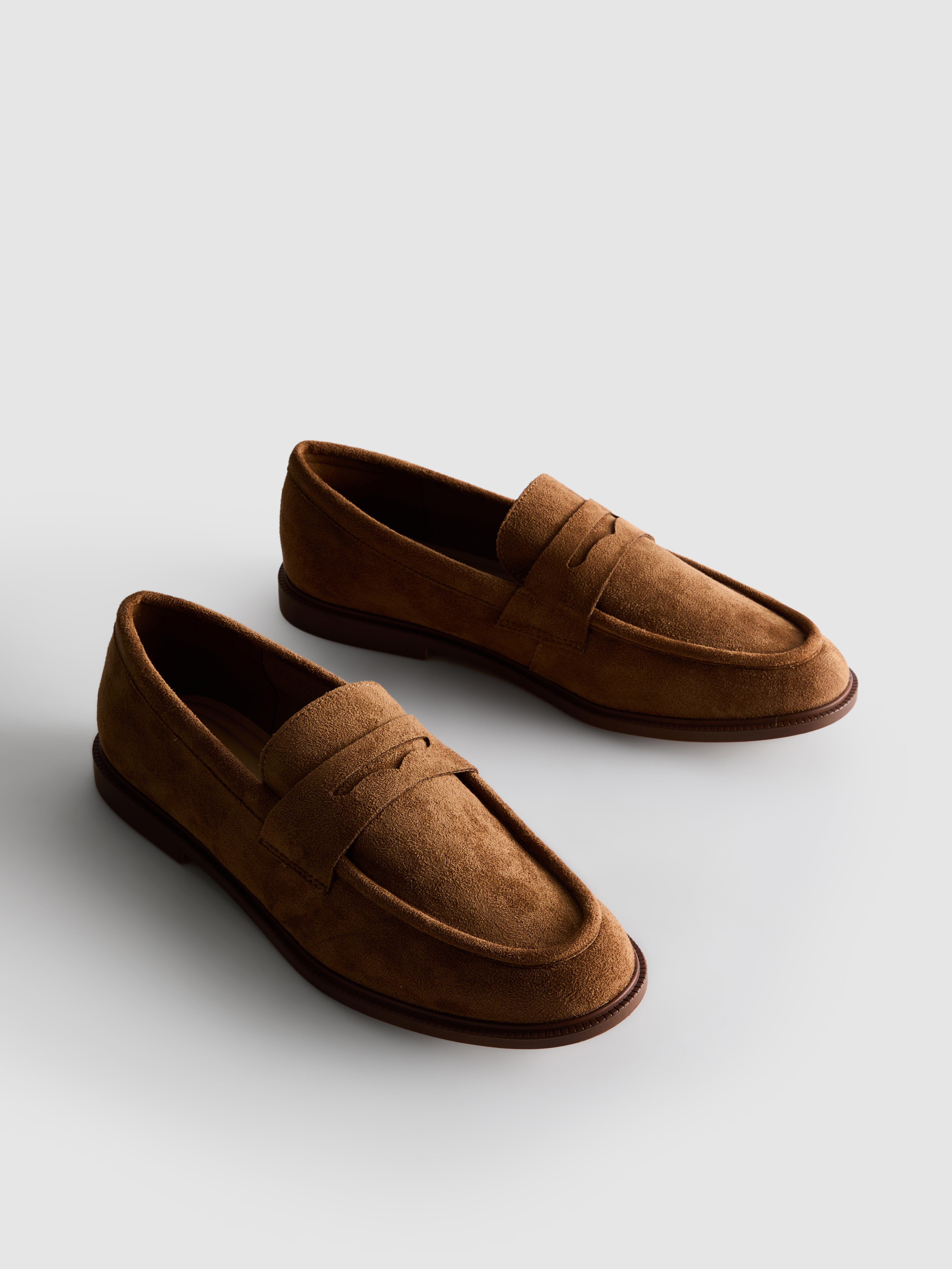 Faux Suede Penny Loafers