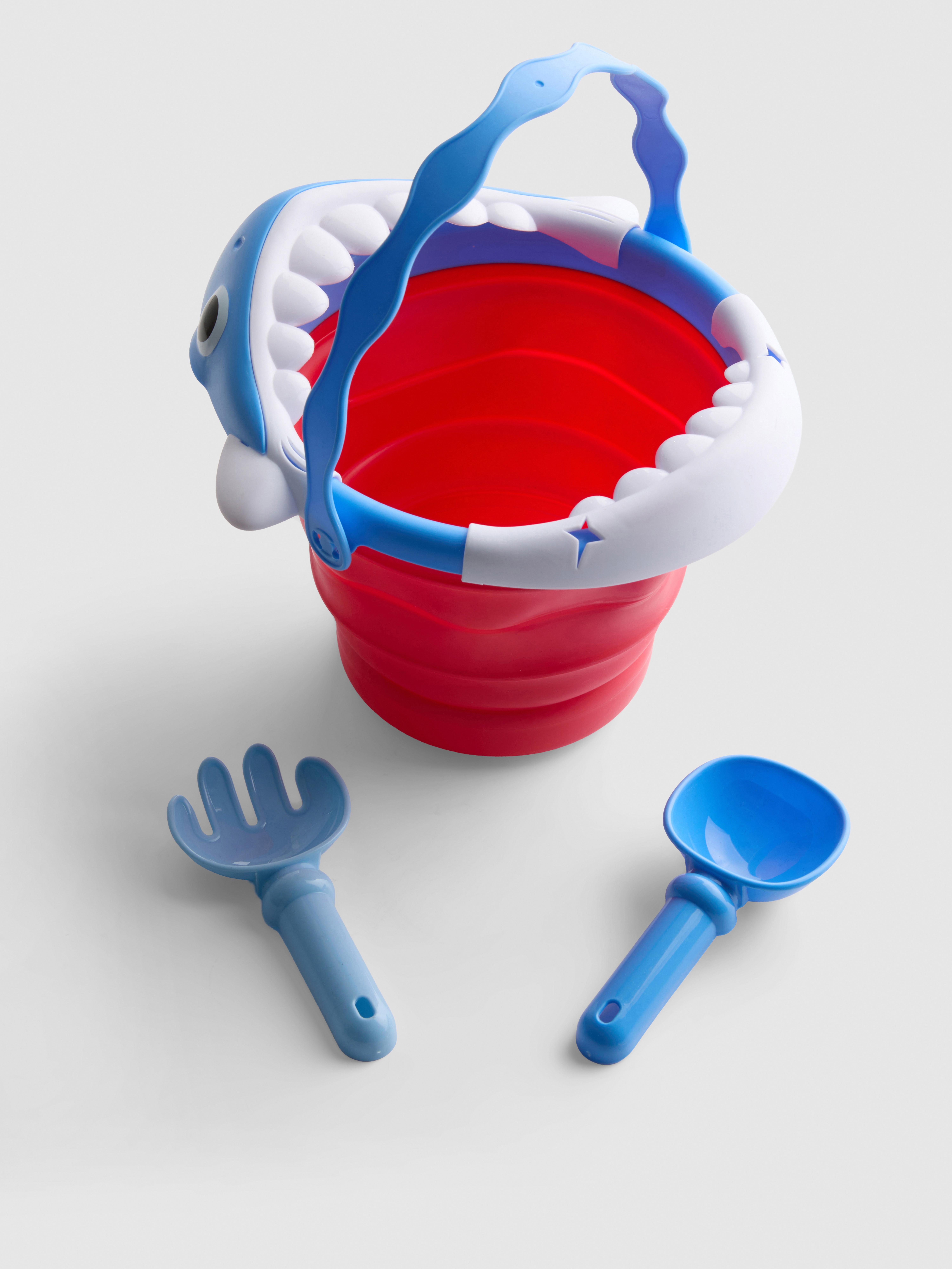 Seau de plage pliable requin 3 pièces