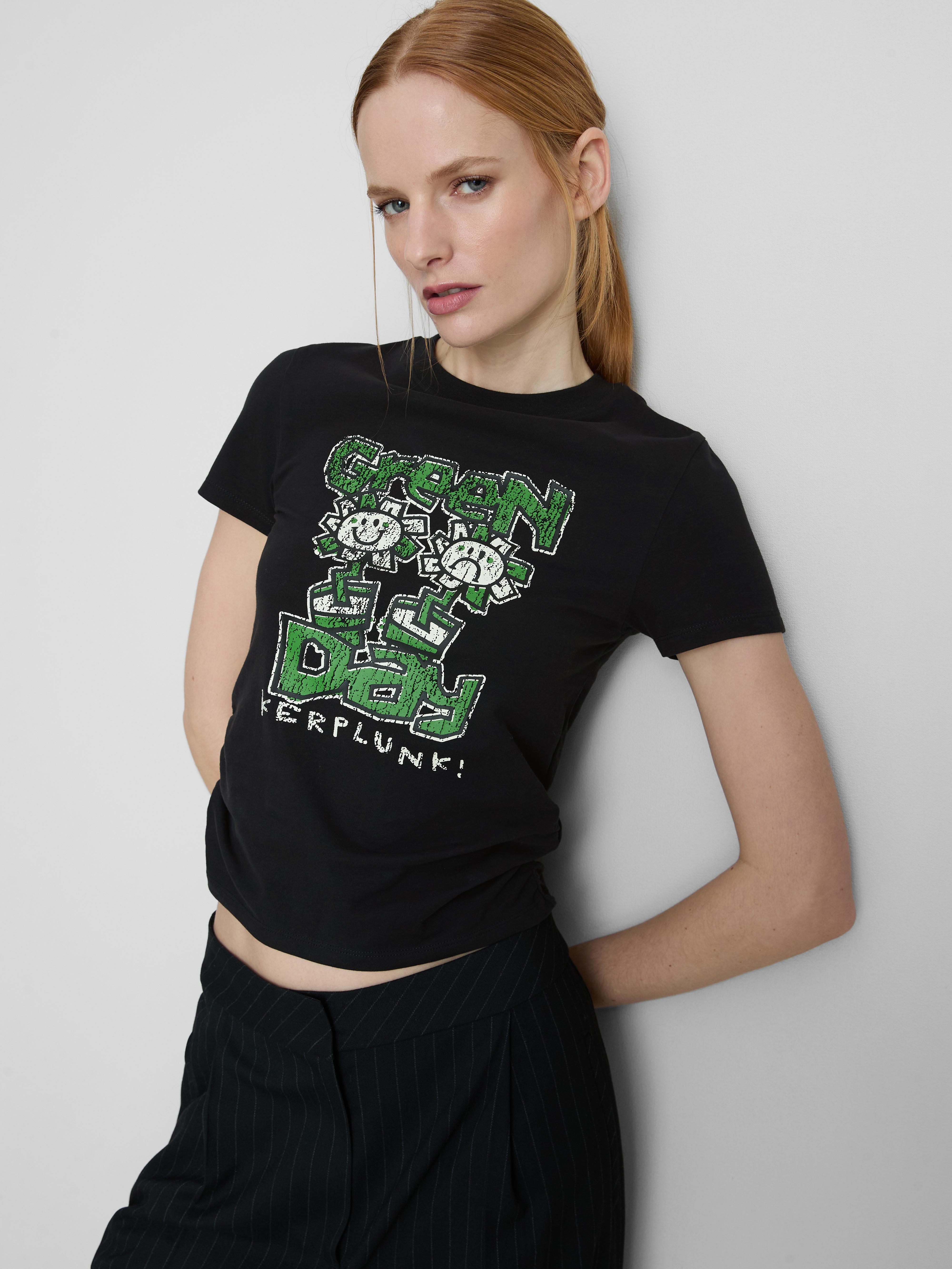 T-shirt court ruché en coton majoritaire Green Day