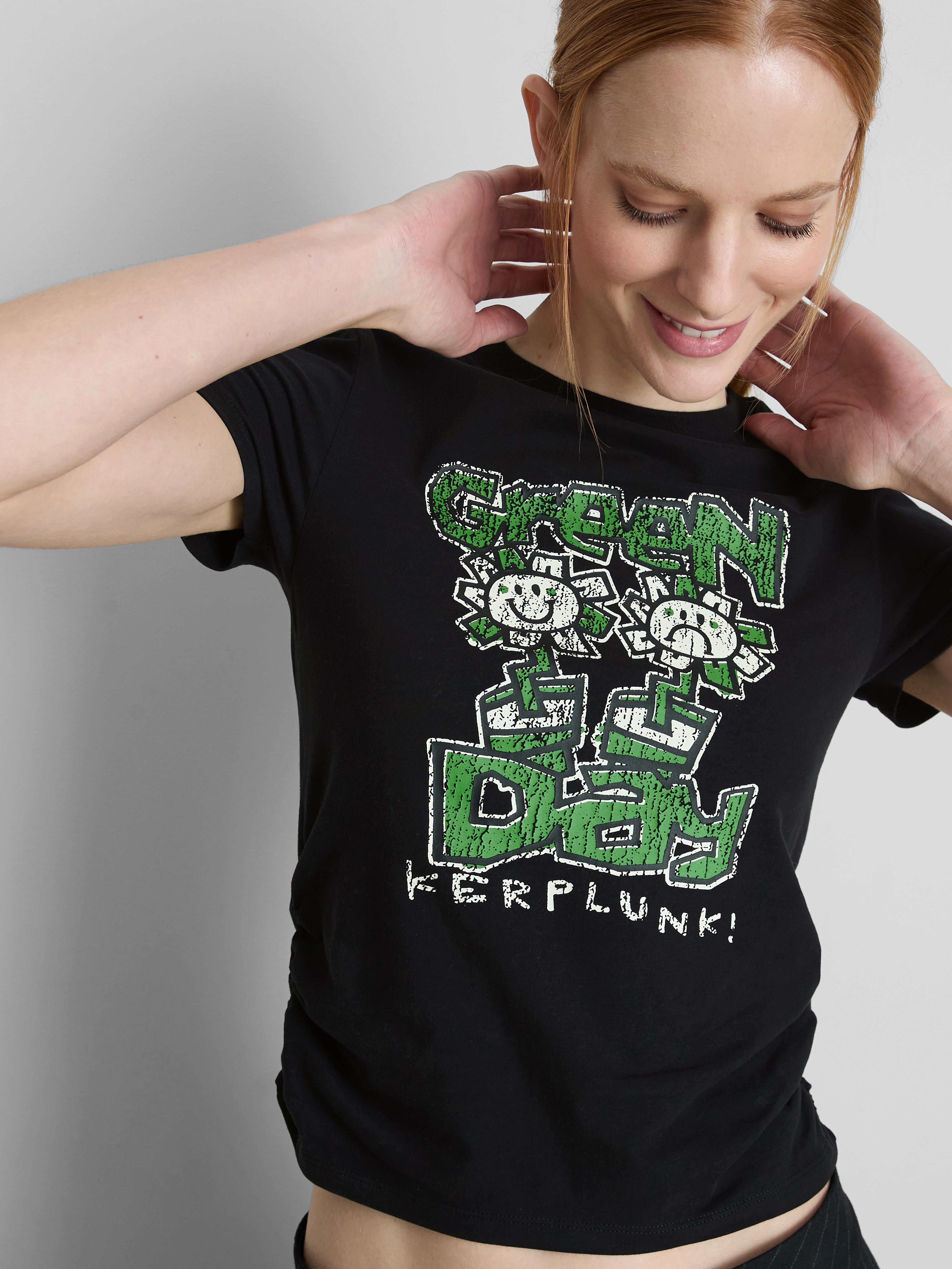 T-shirt court ruché en coton majoritaire Green Day