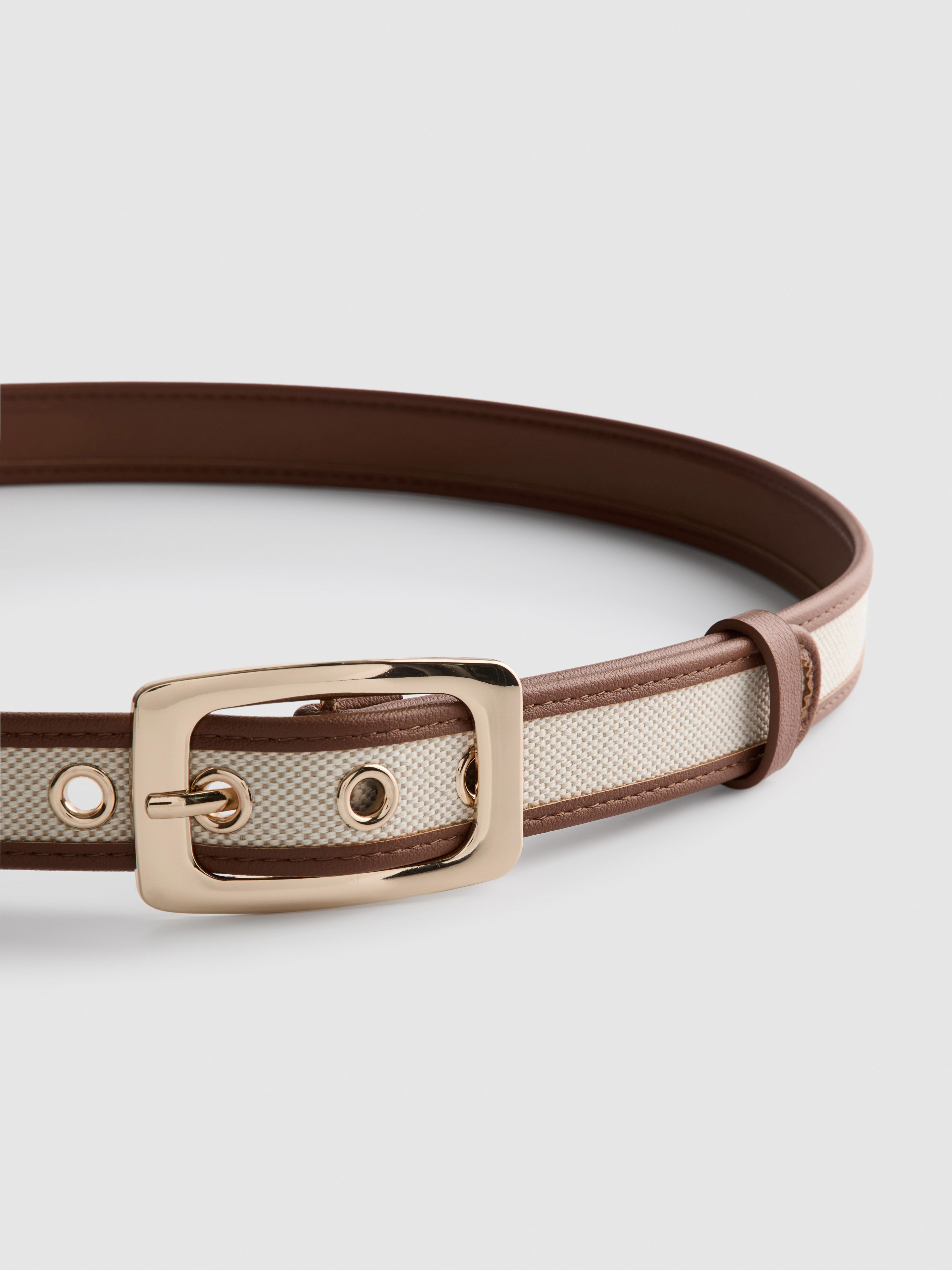 Faux Leather Canvas Buckle Belt