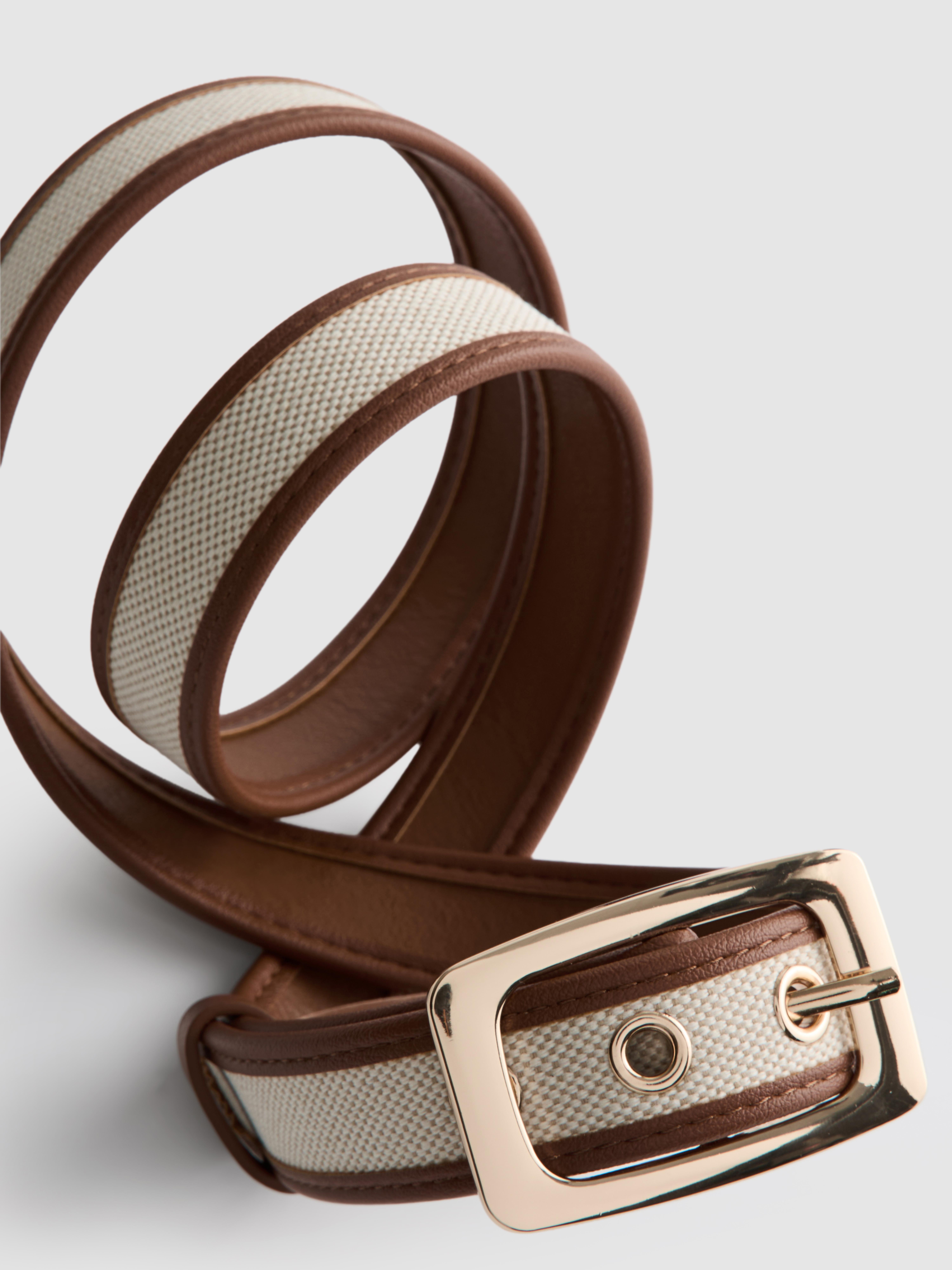 Faux Leather Canvas Buckle Belt