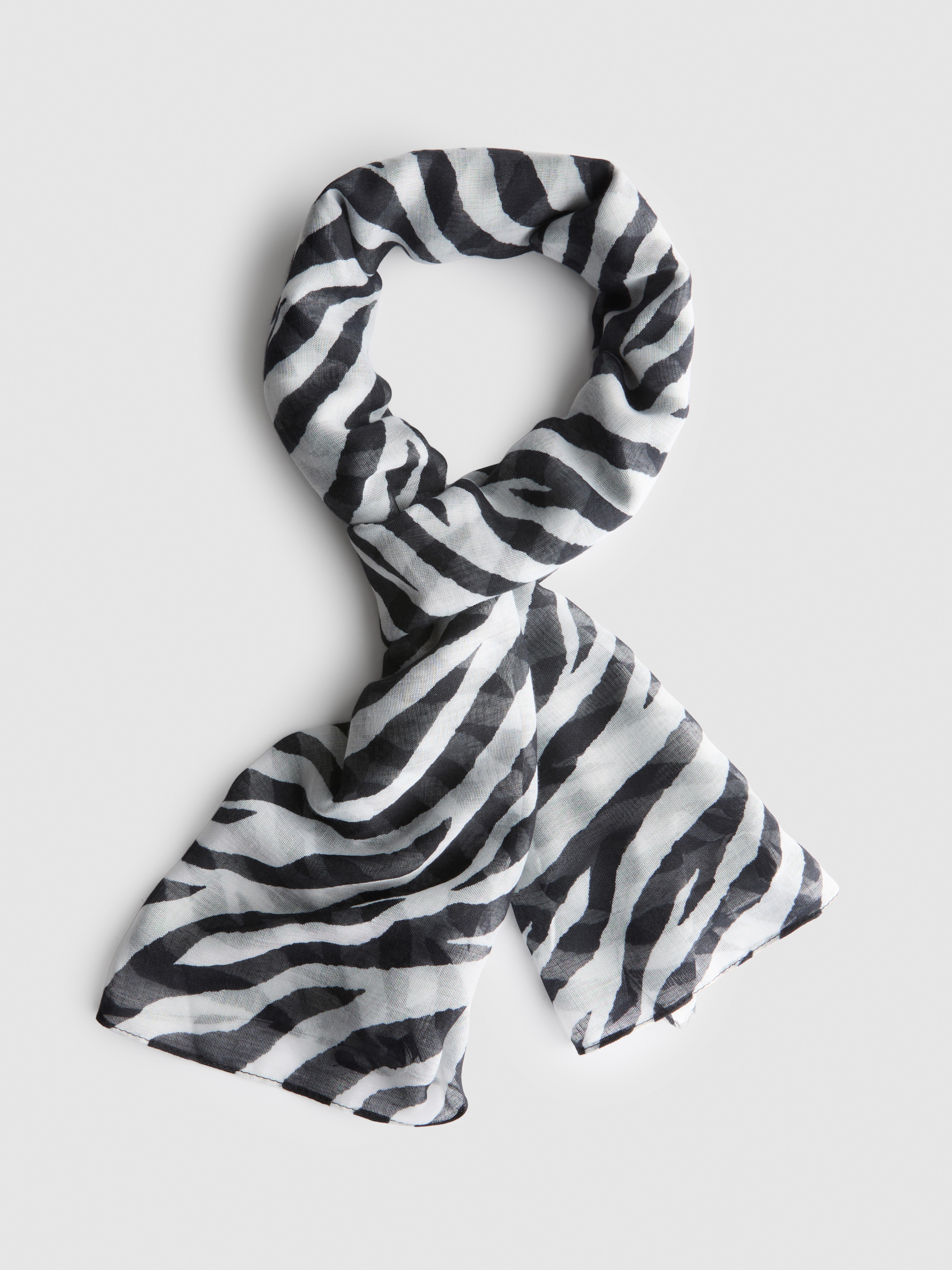 Lightweight Printed Scarf Black/White
