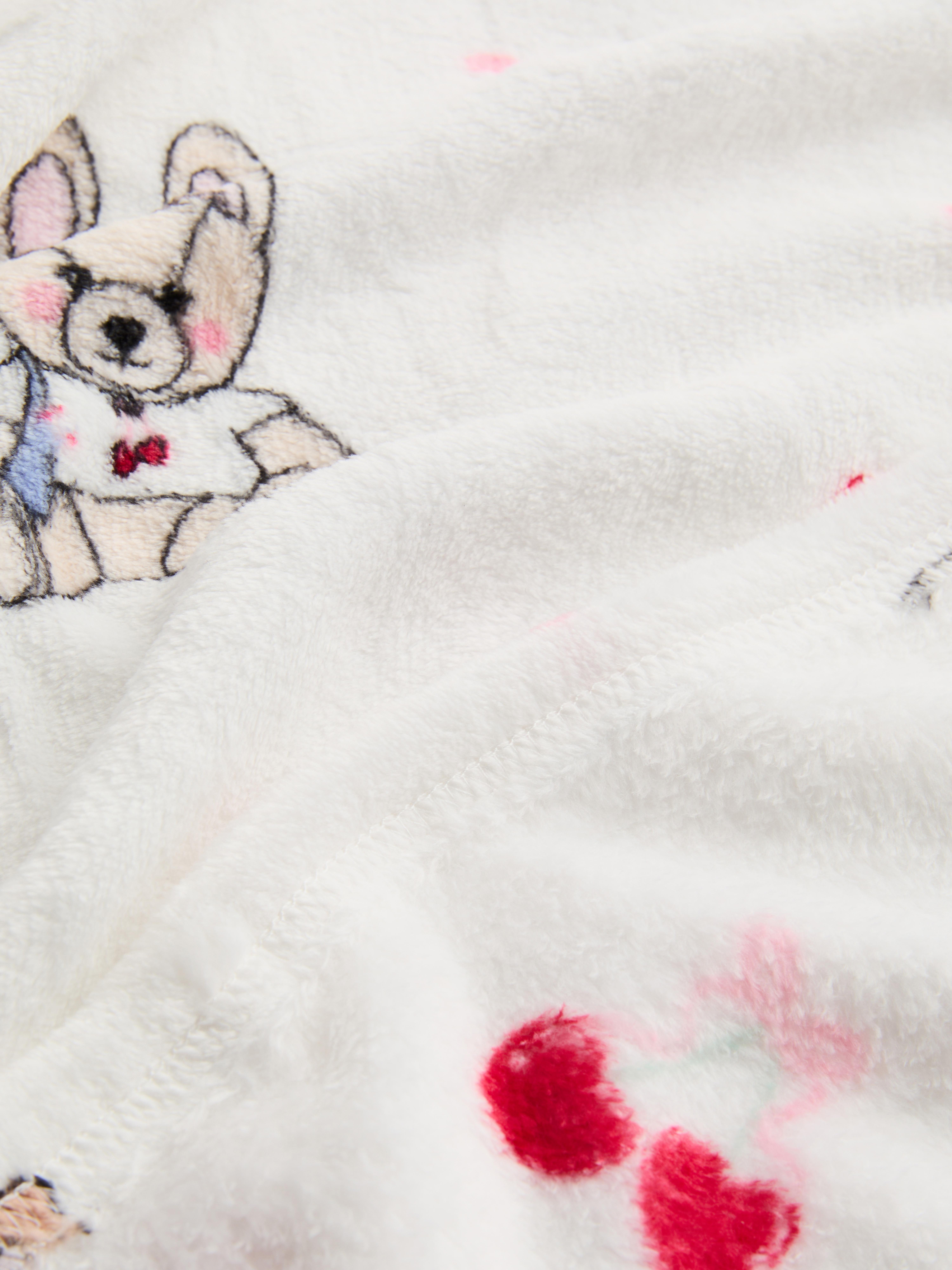 Superzachte deken met beertjes en kersen