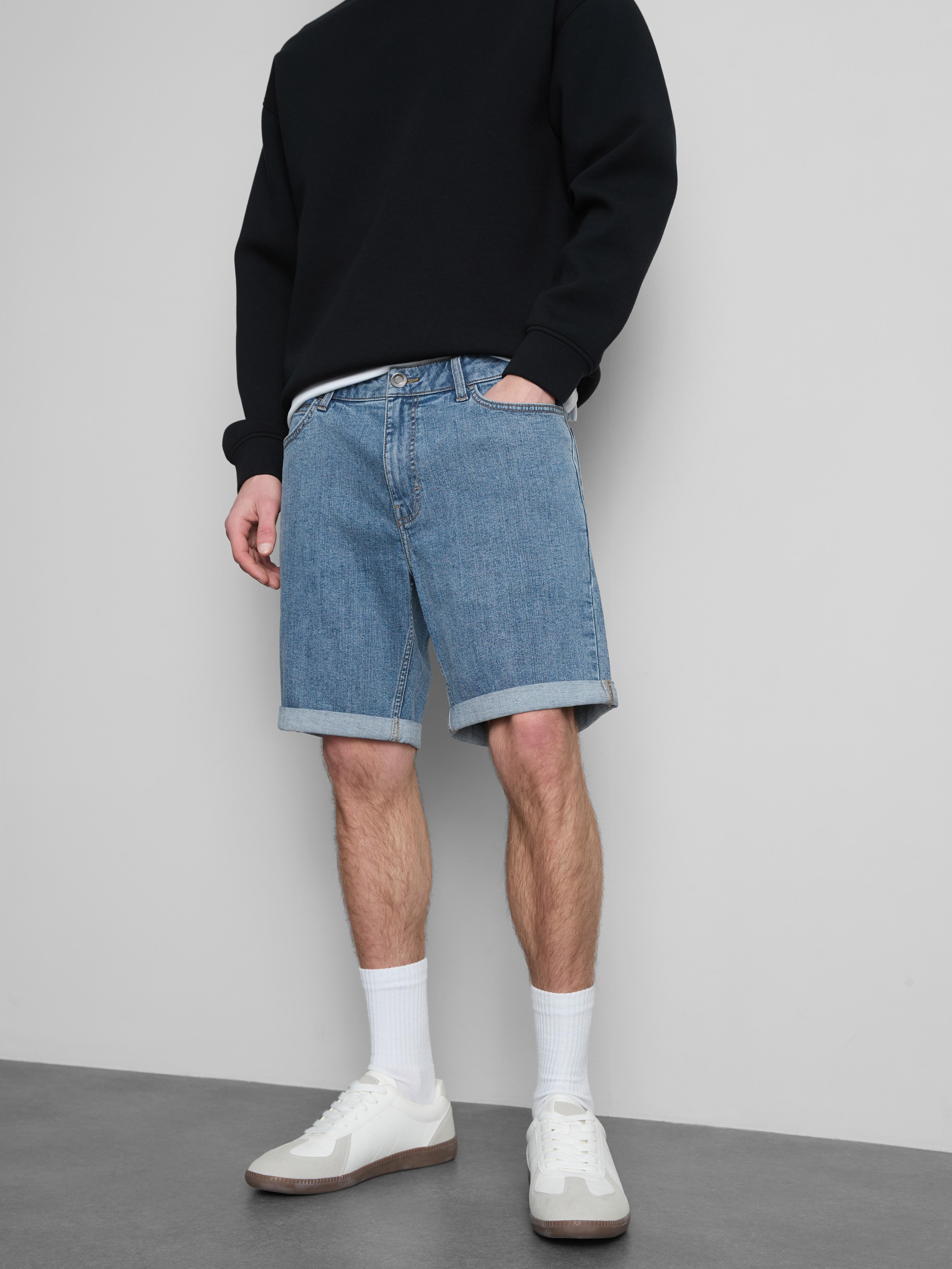 Mid-Rise Skinny Denim Shorts