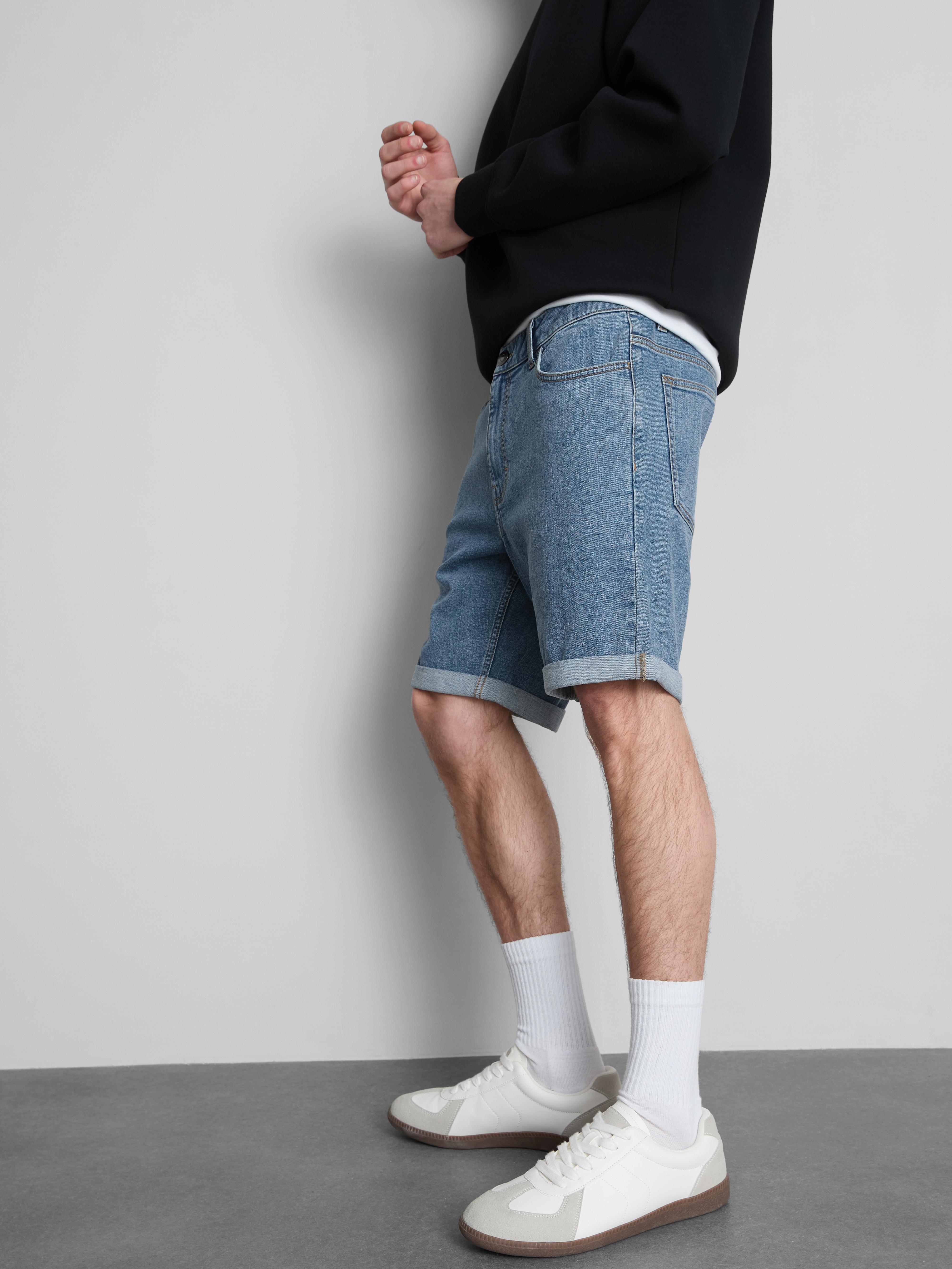 Mid-Rise Skinny Denim Shorts