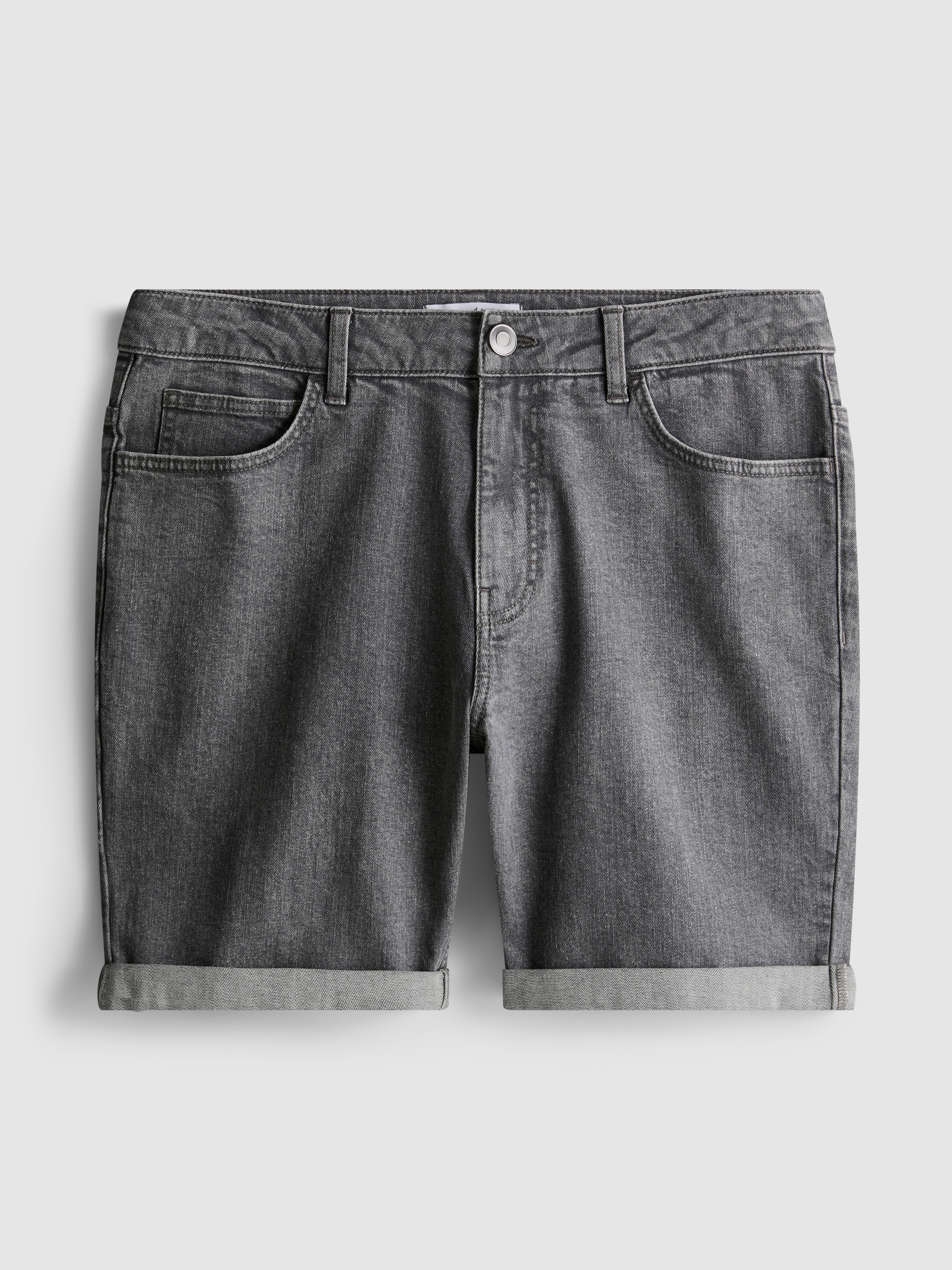 Calções ganga skinny cintura média