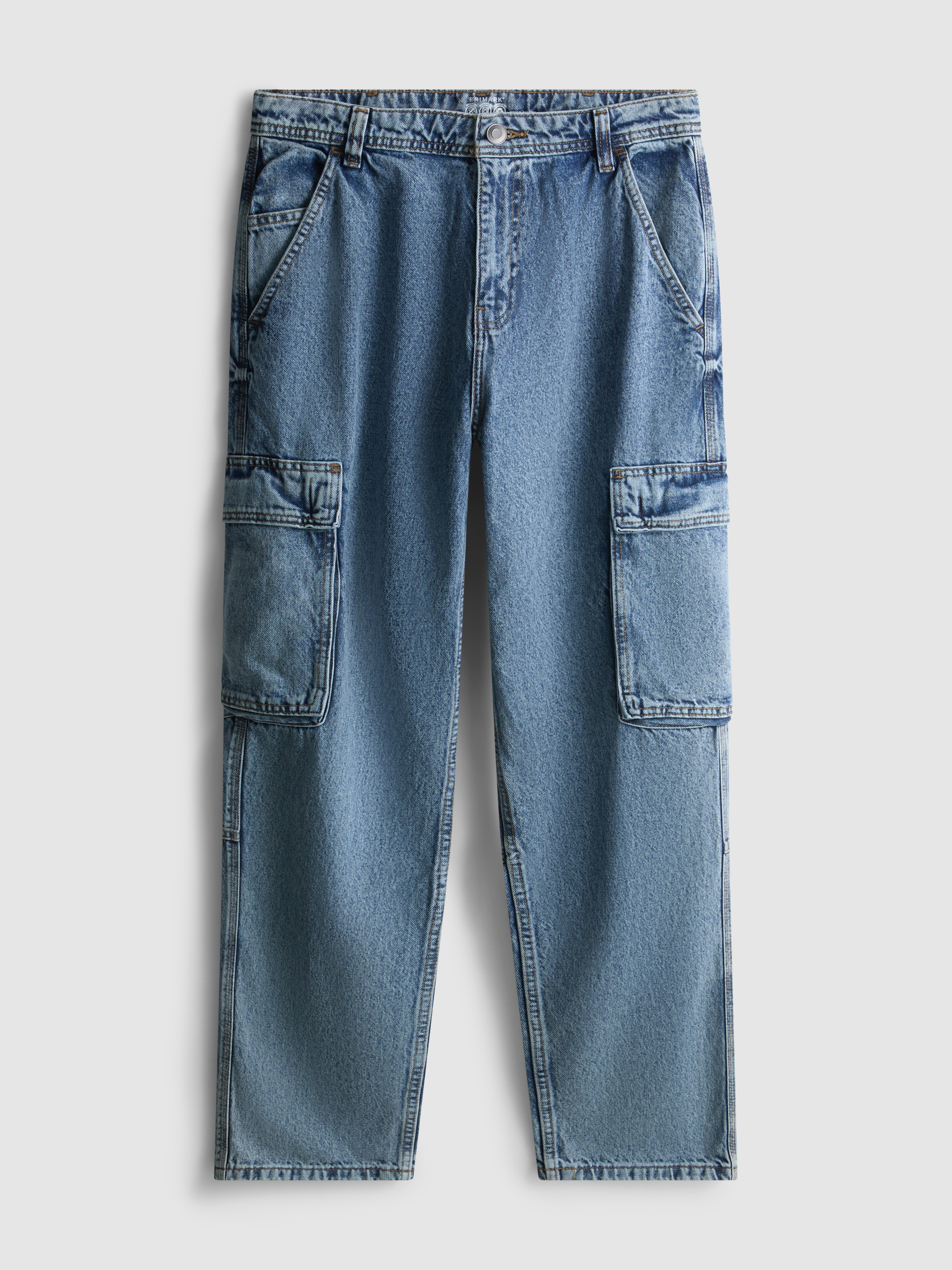 Mid-Rise Loose Cargo Jeans