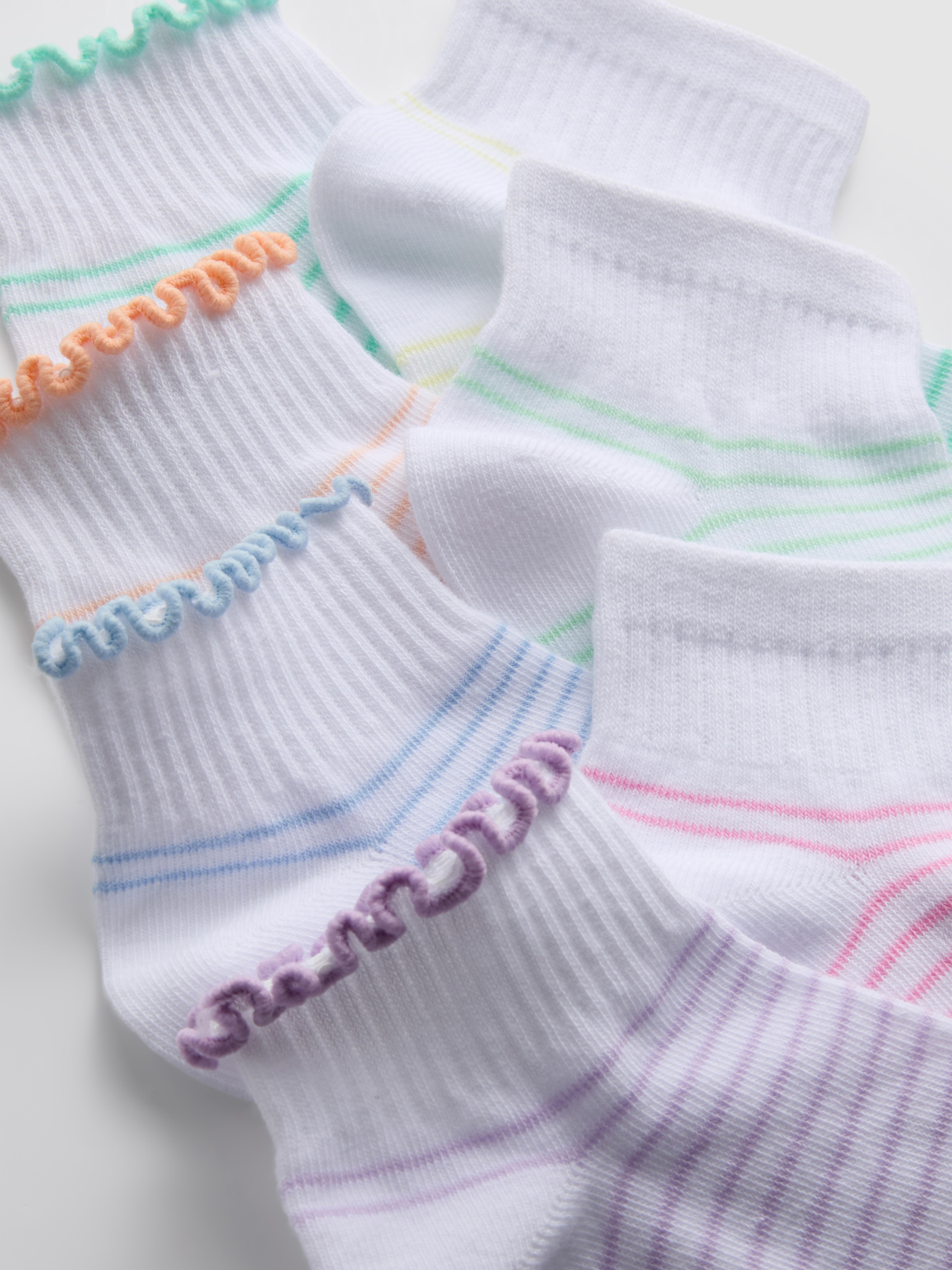 Lot de 7 paires de socquettes à rayures multicolores