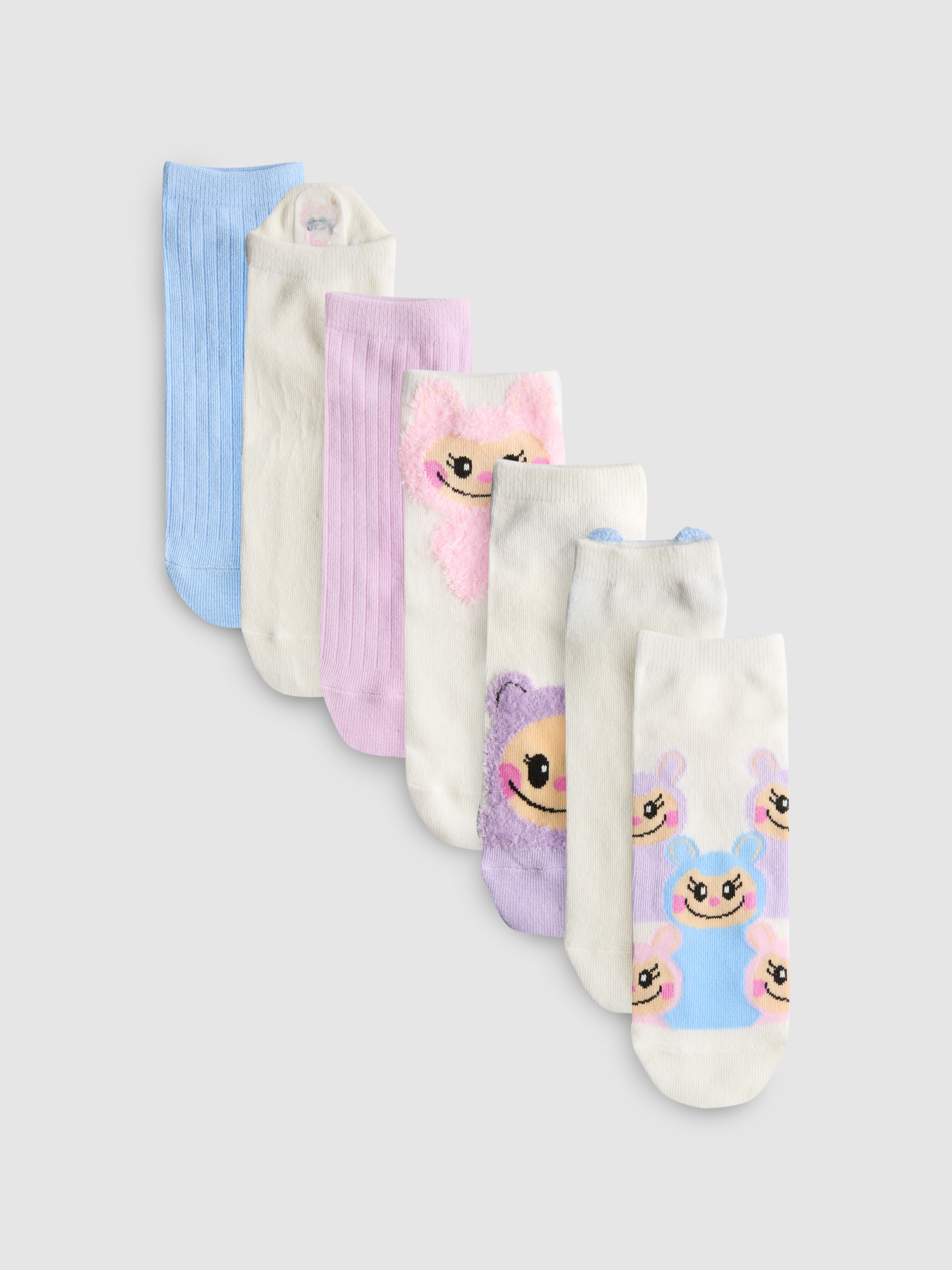 Lot de 7 paires de socquettes en coton à motif monstre