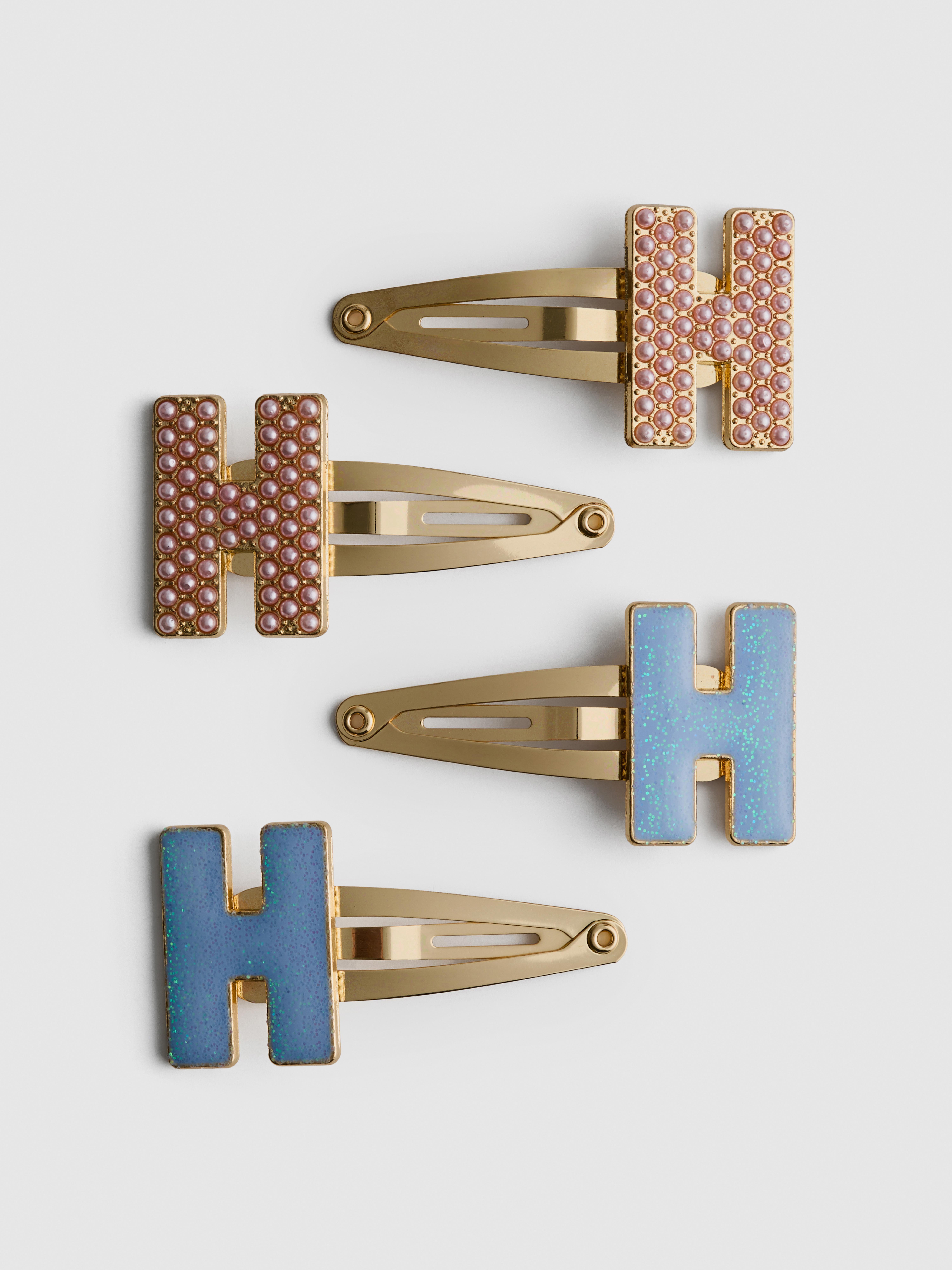 4-Pack Initial Snap Hair Clips