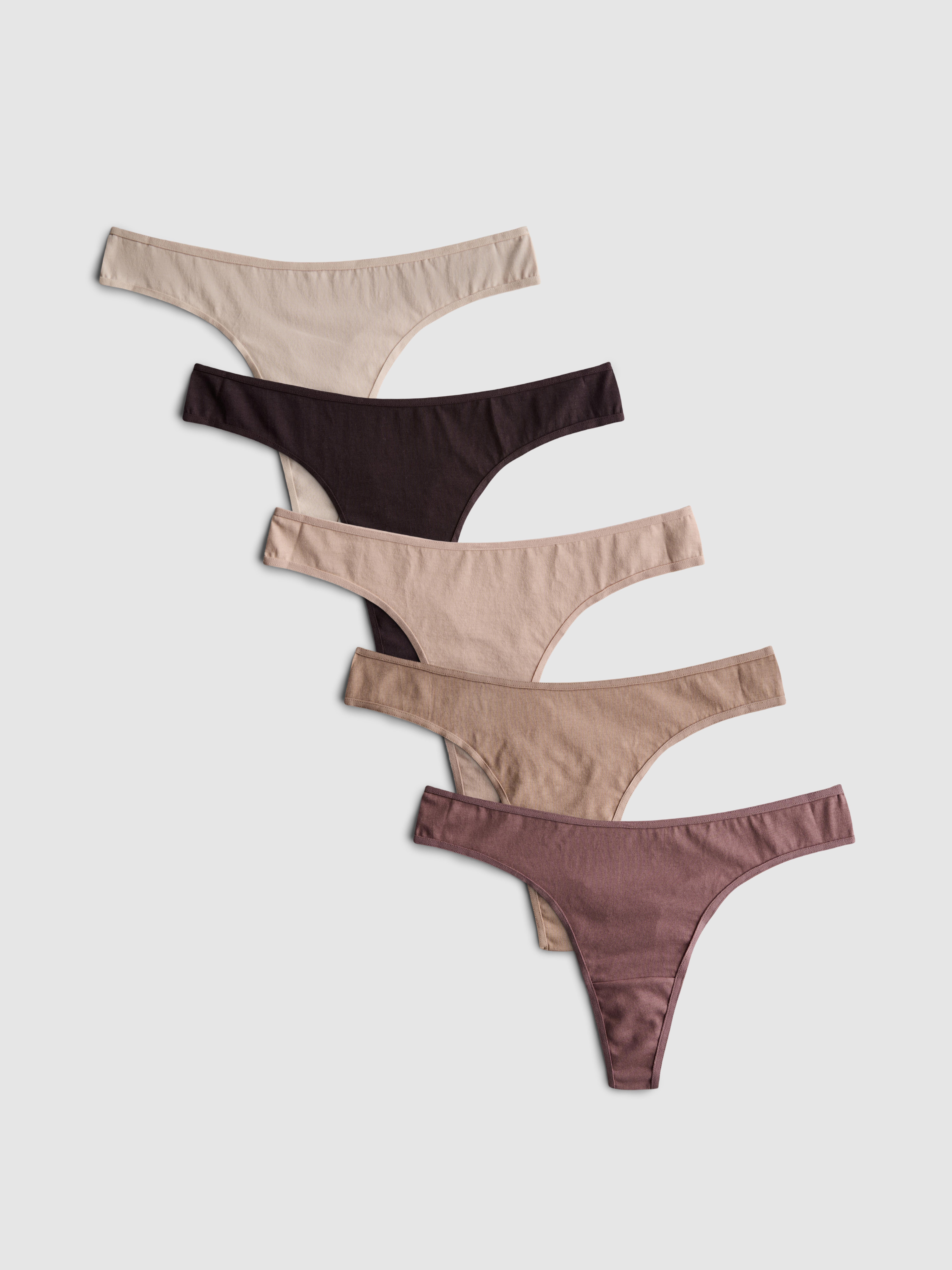 Bavlnené tangá v neutrálnych farbách, 5 ks