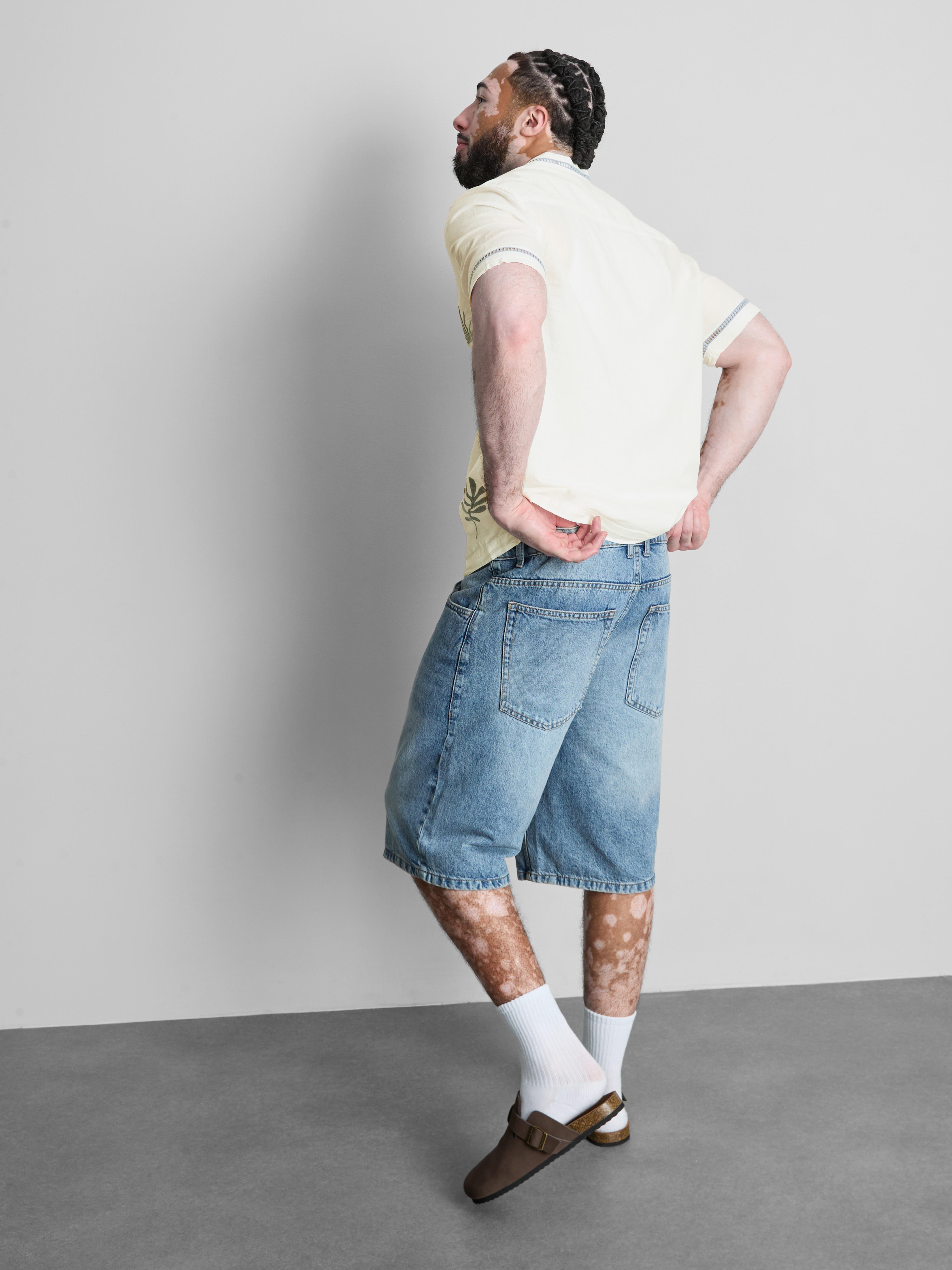 Pure Cotton Embroidered Revere Collar Shirt