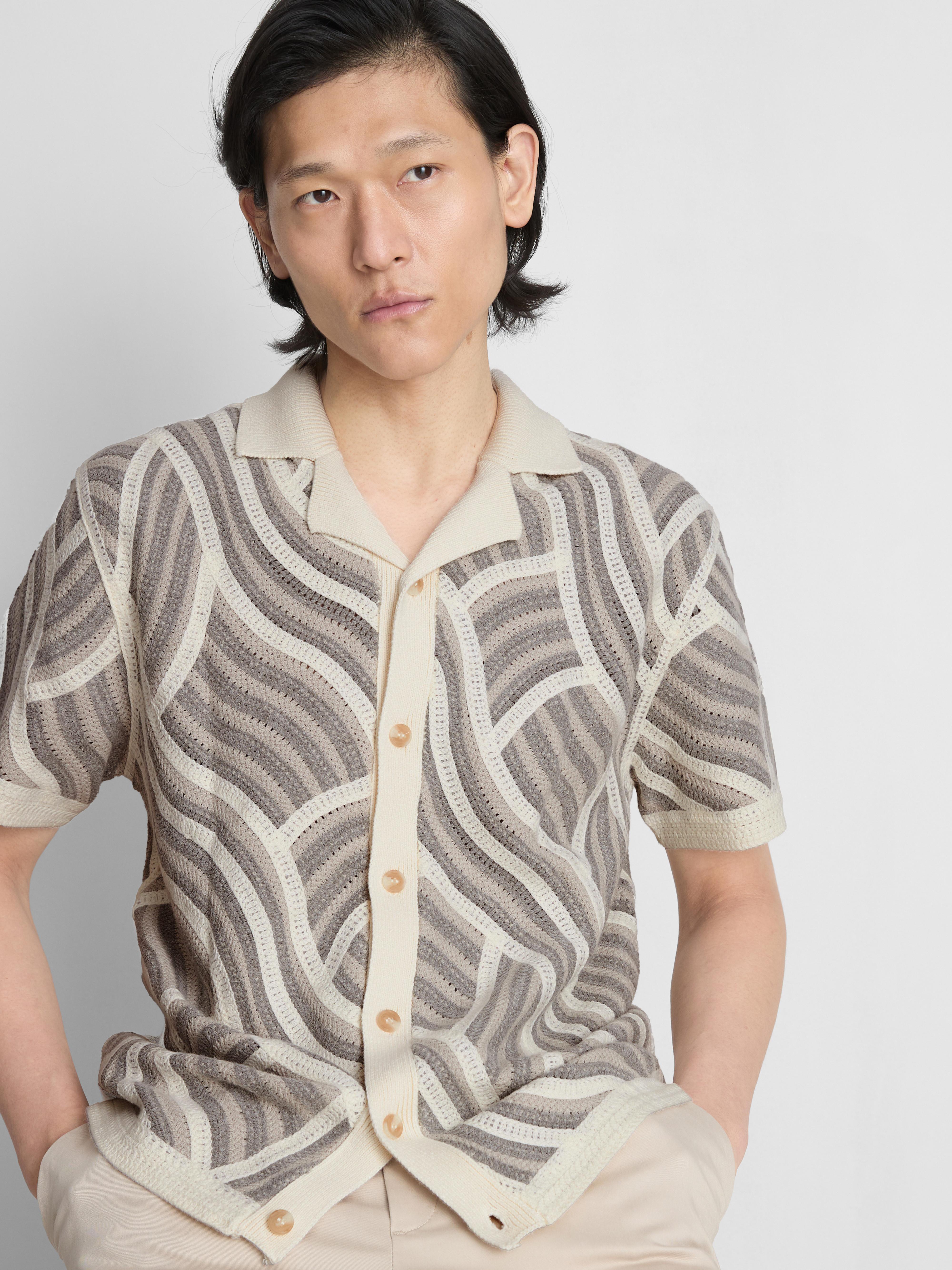 Gehaakt overhemd met golfpatroon en knopen The Edit