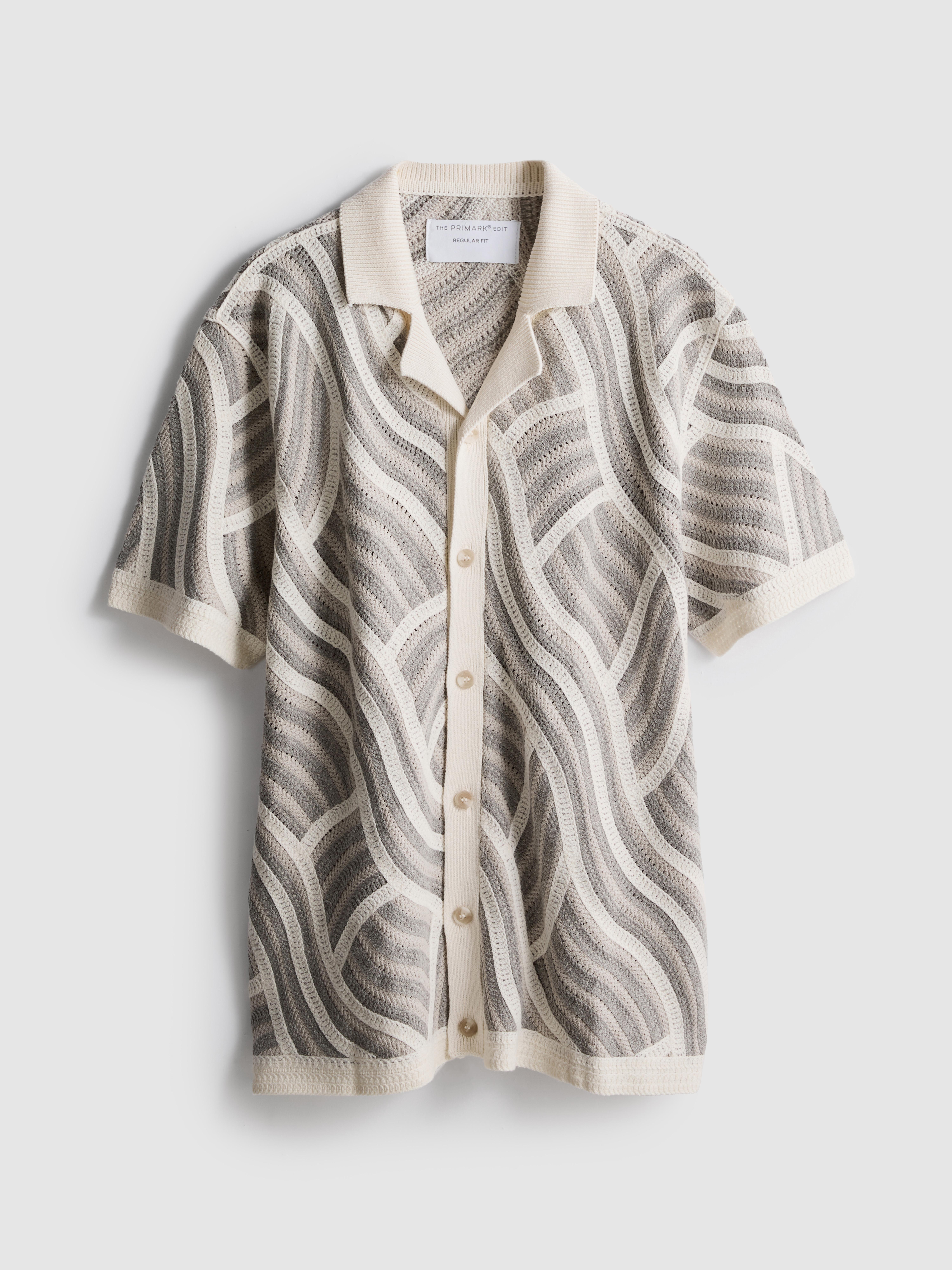 The Edit Wave Crochet Button-Up Shirt