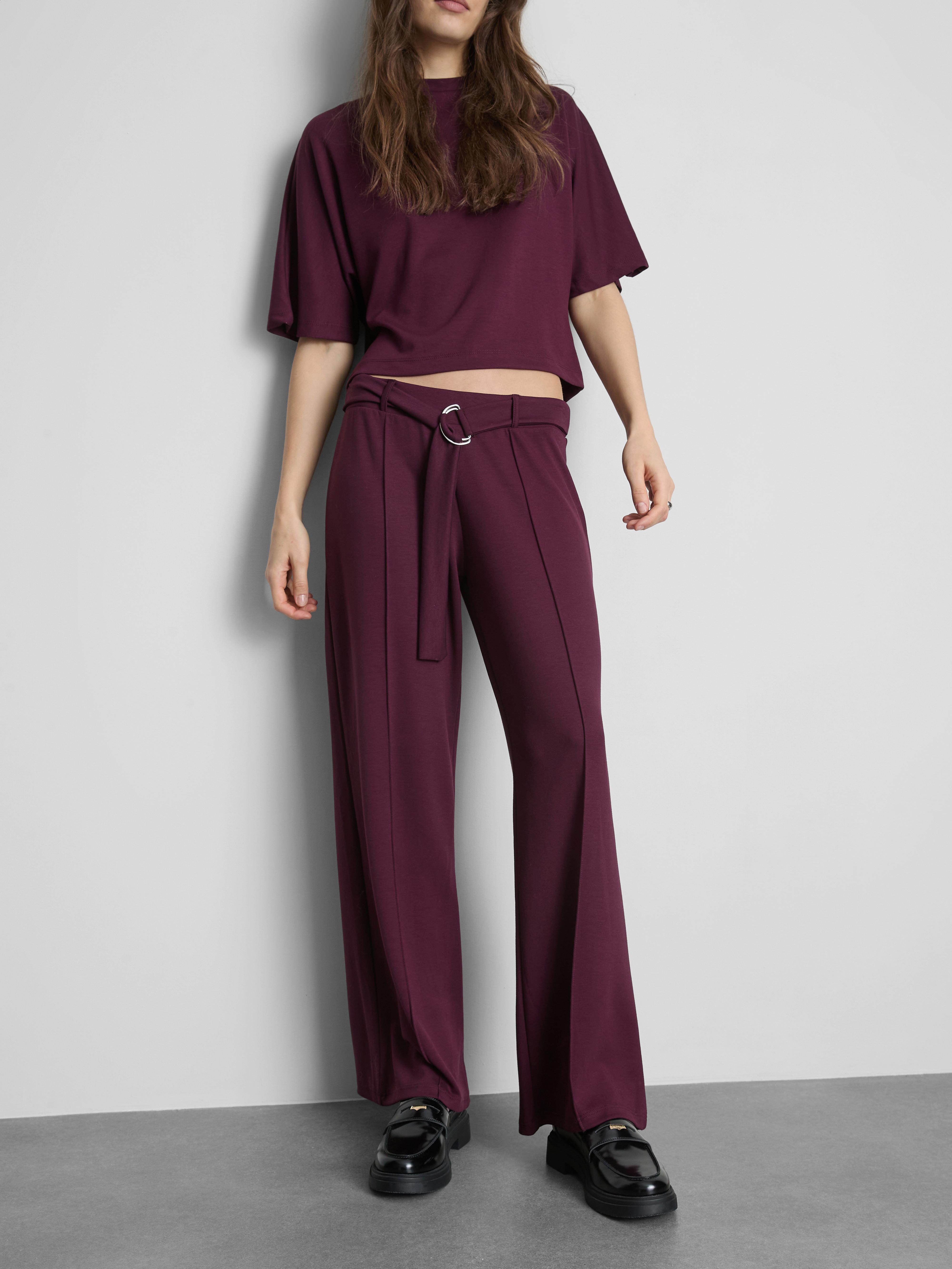 Women's Plum Belted Straight Leg Pants