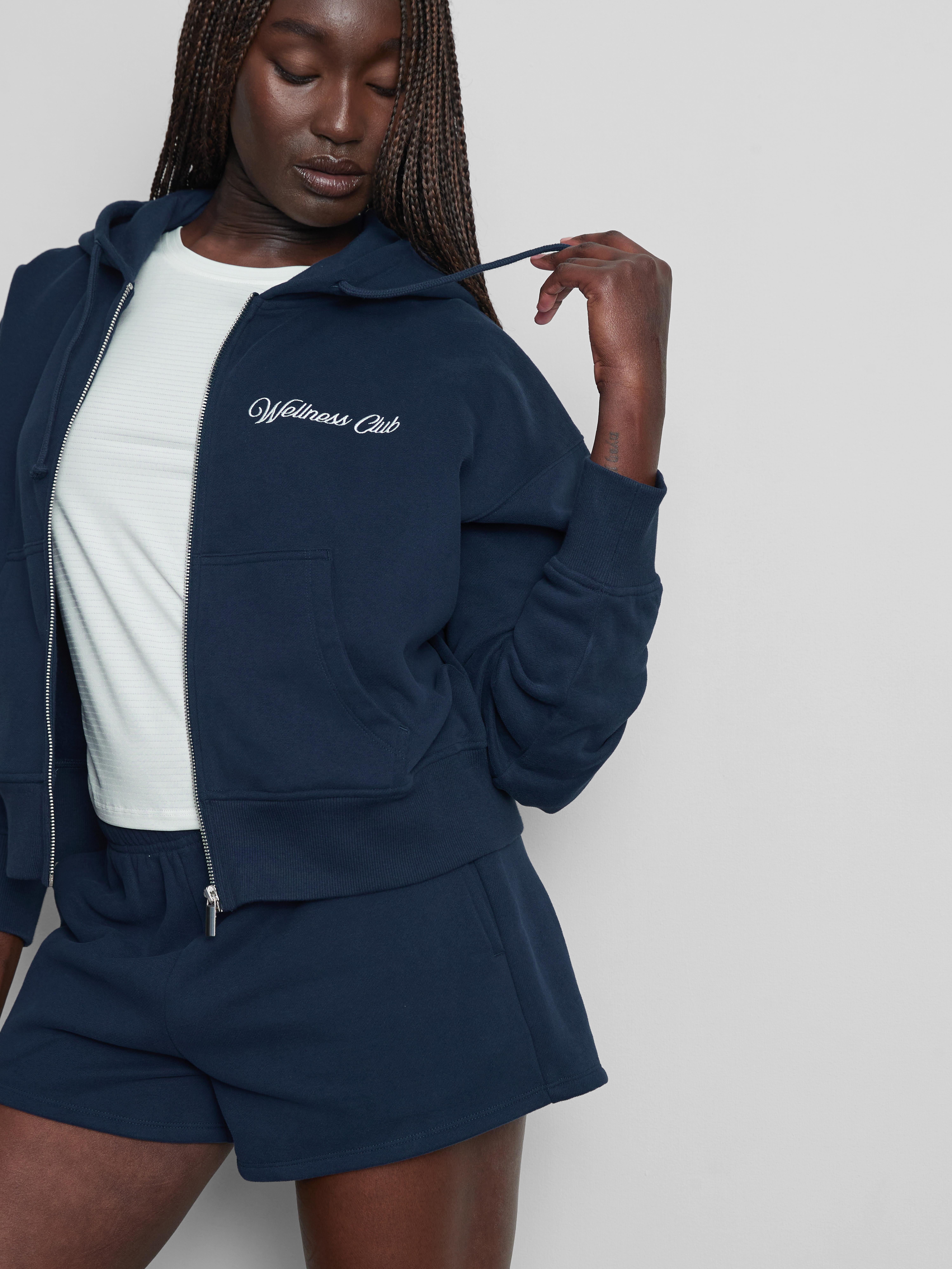 Sweat à capuche zippé en coton majoritaire à motif