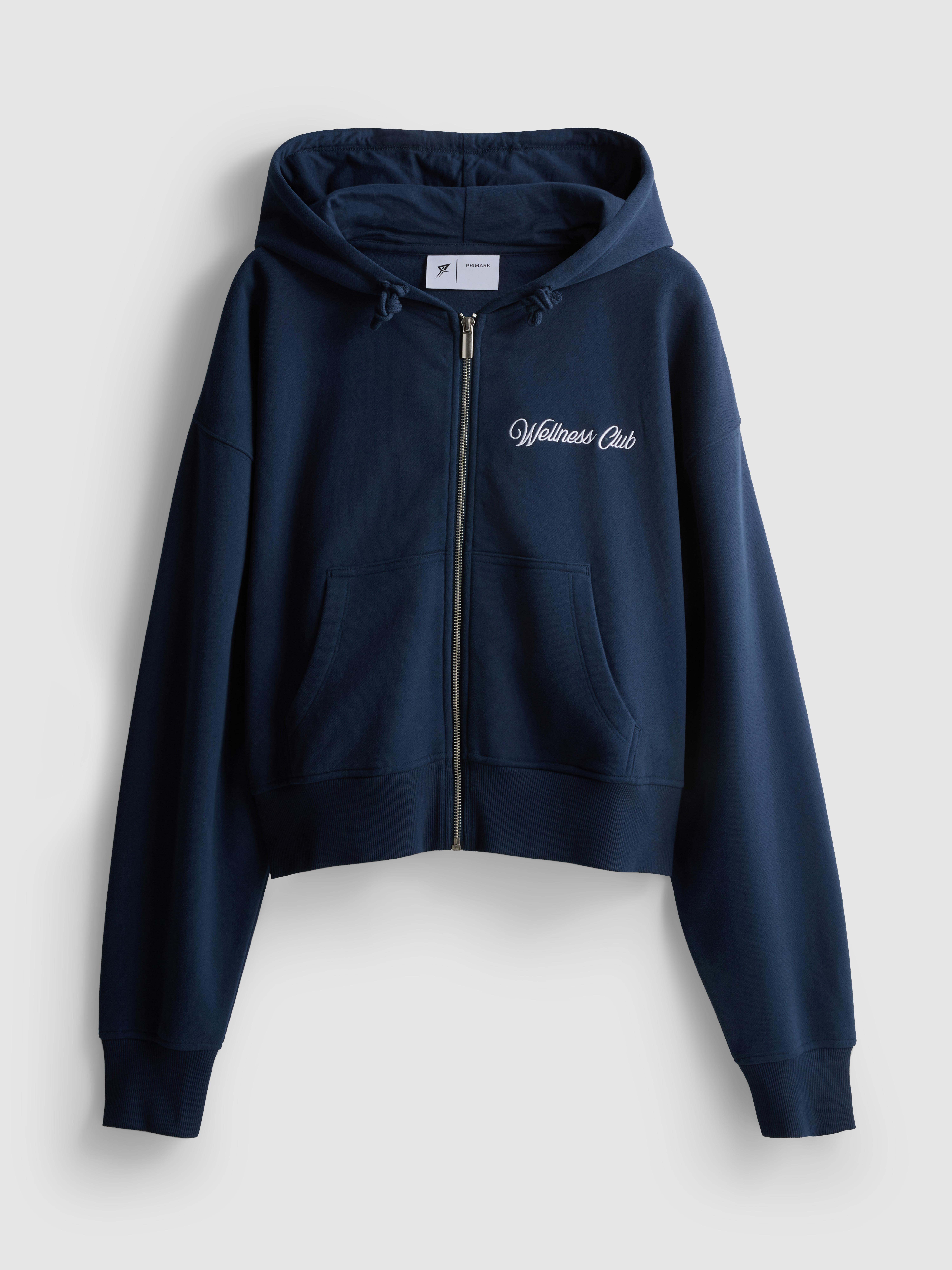 Sweat à capuche zippé en coton majoritaire à motif