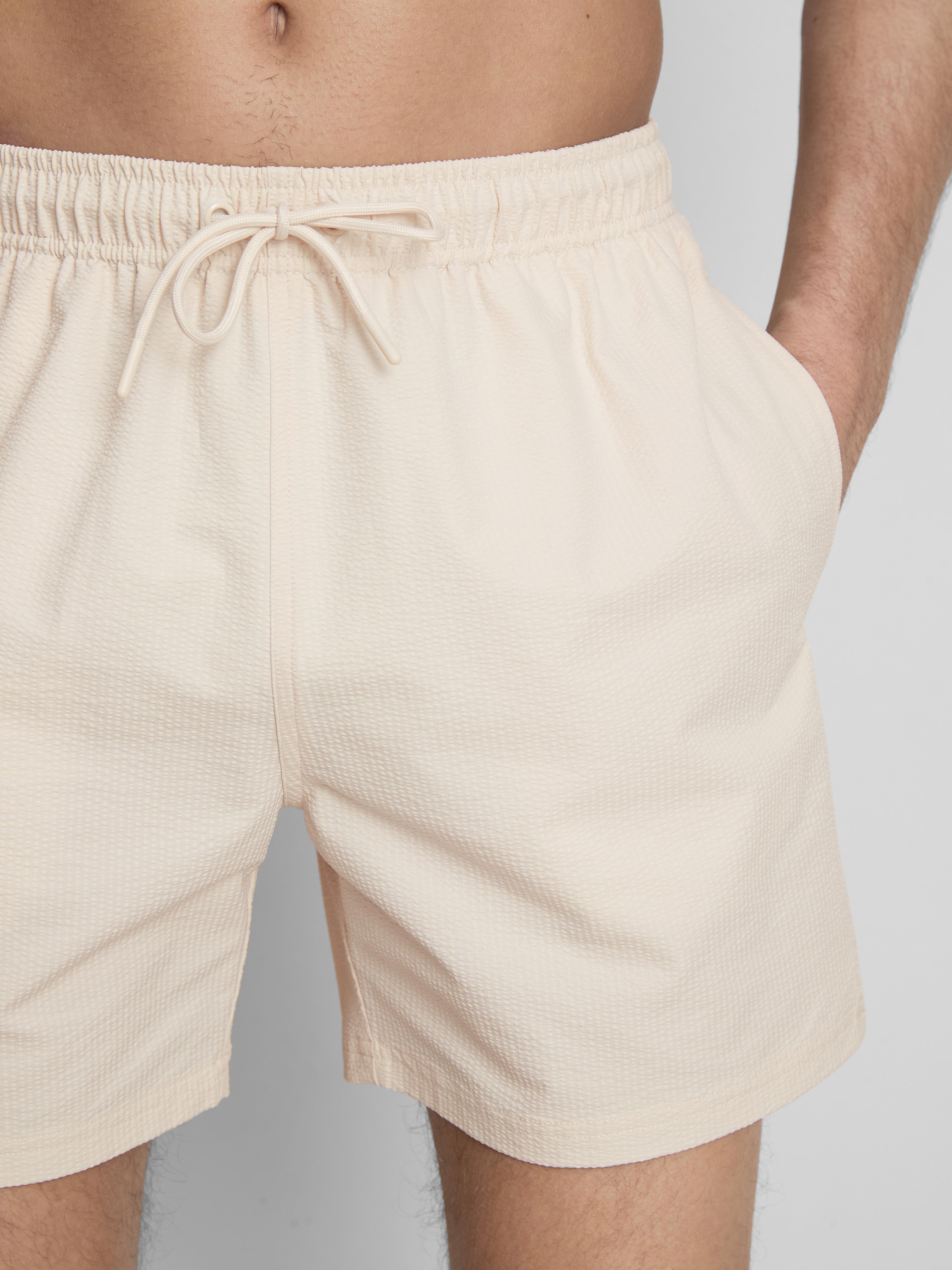 Men's Ivory Textured Swimming Shorts