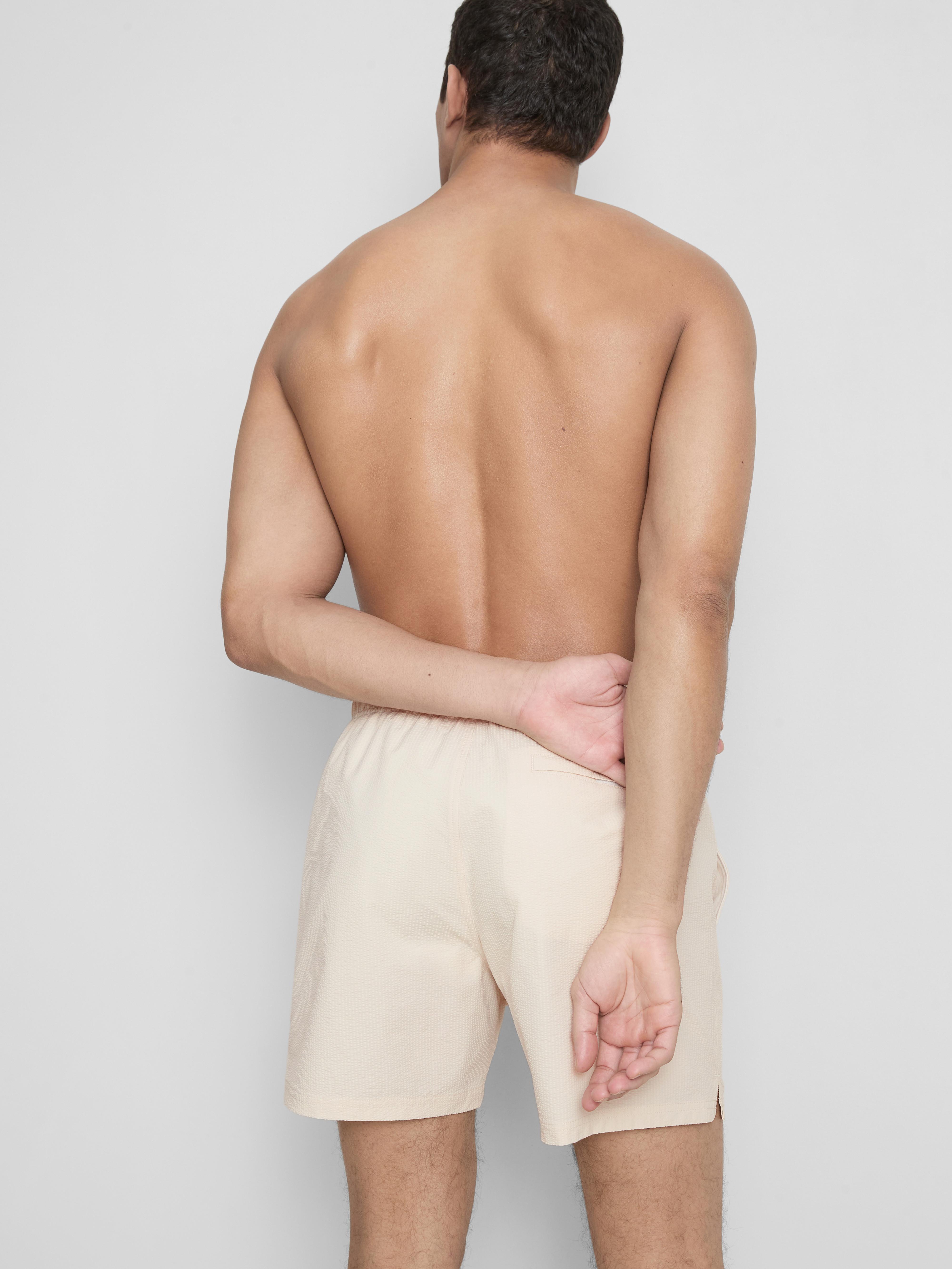 Men's Ivory Textured Swimming Shorts