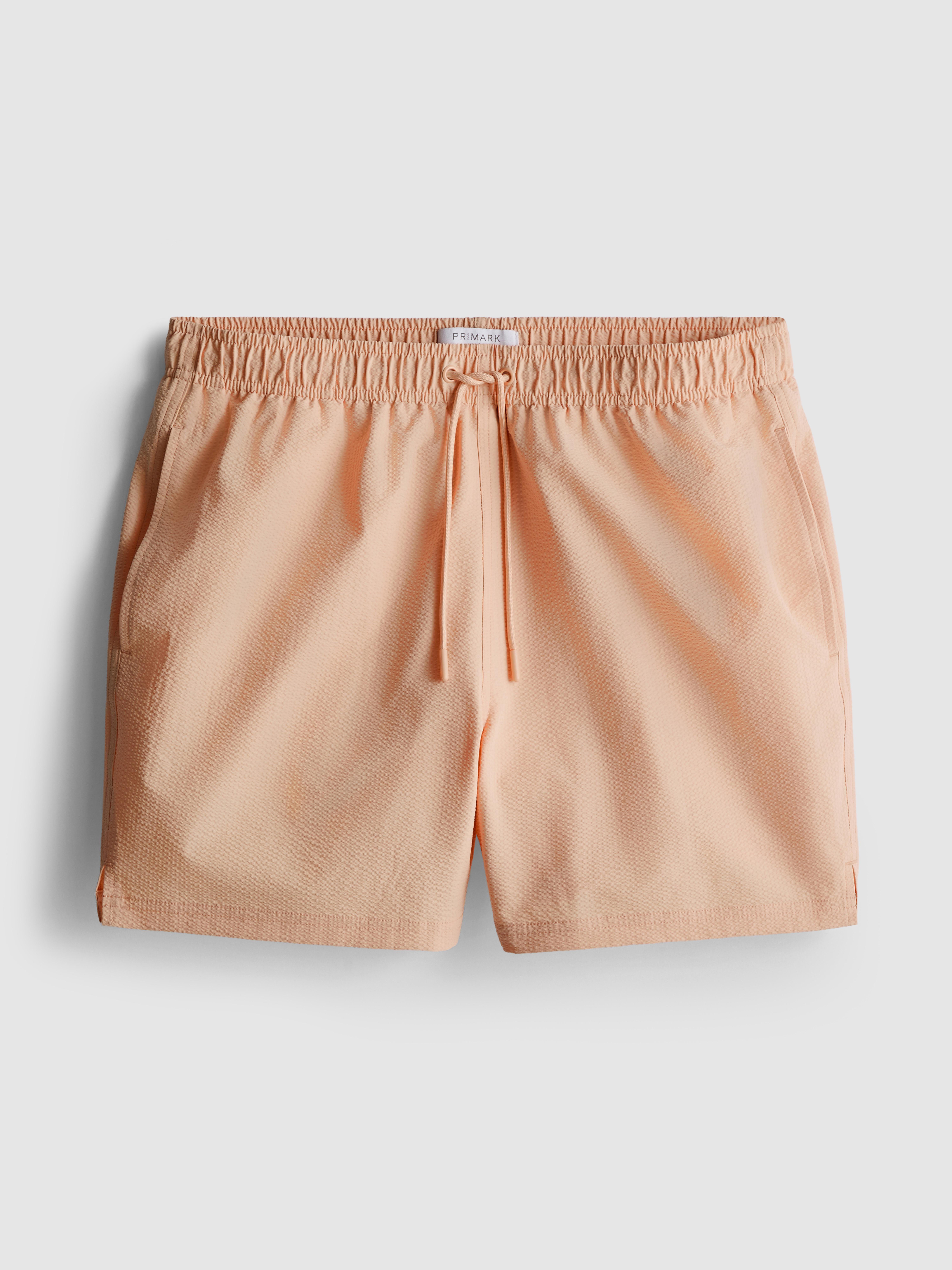 Men's Orange Textured Swimming Shorts