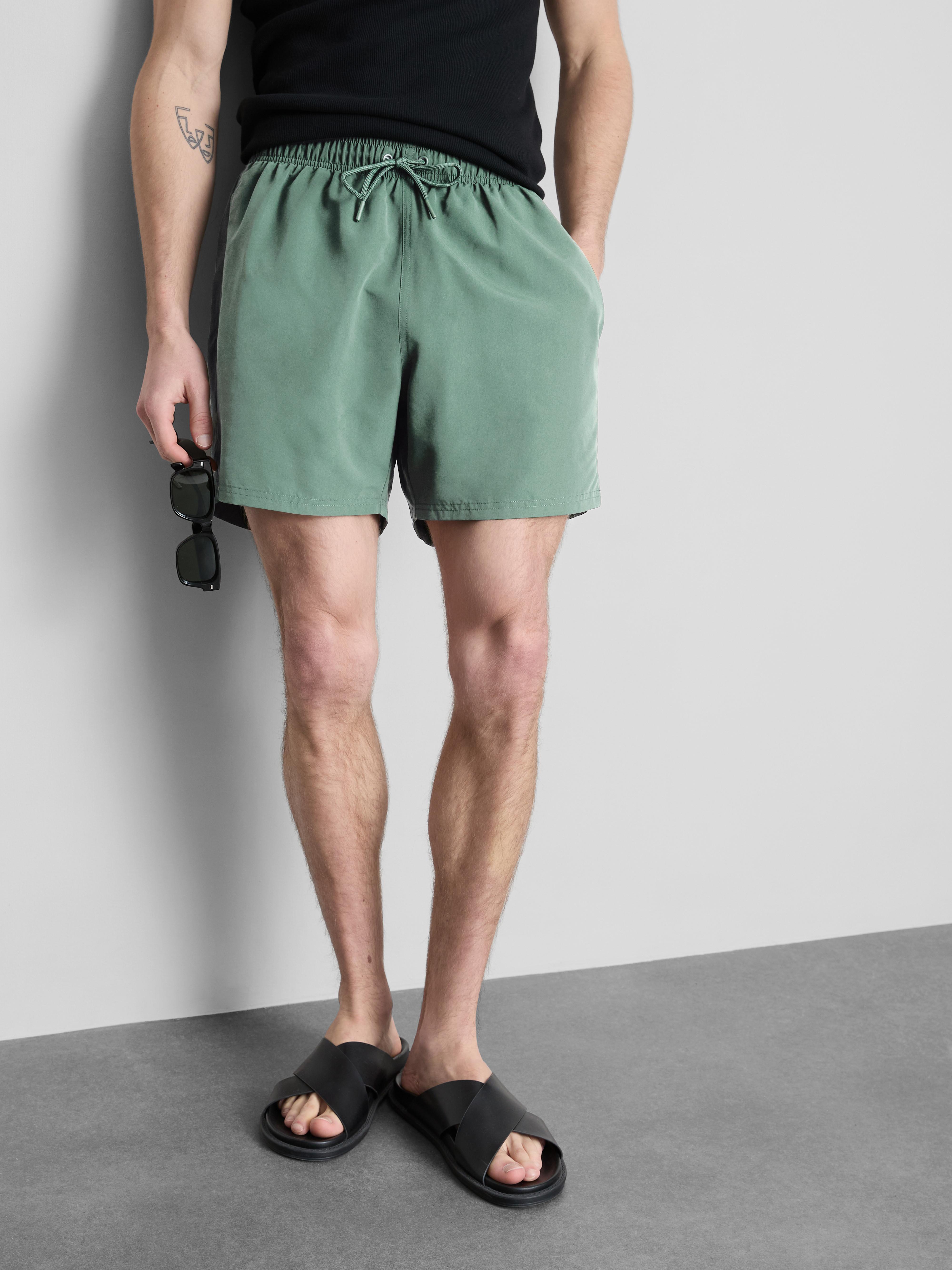 Men's Green Textured Swimming Shorts