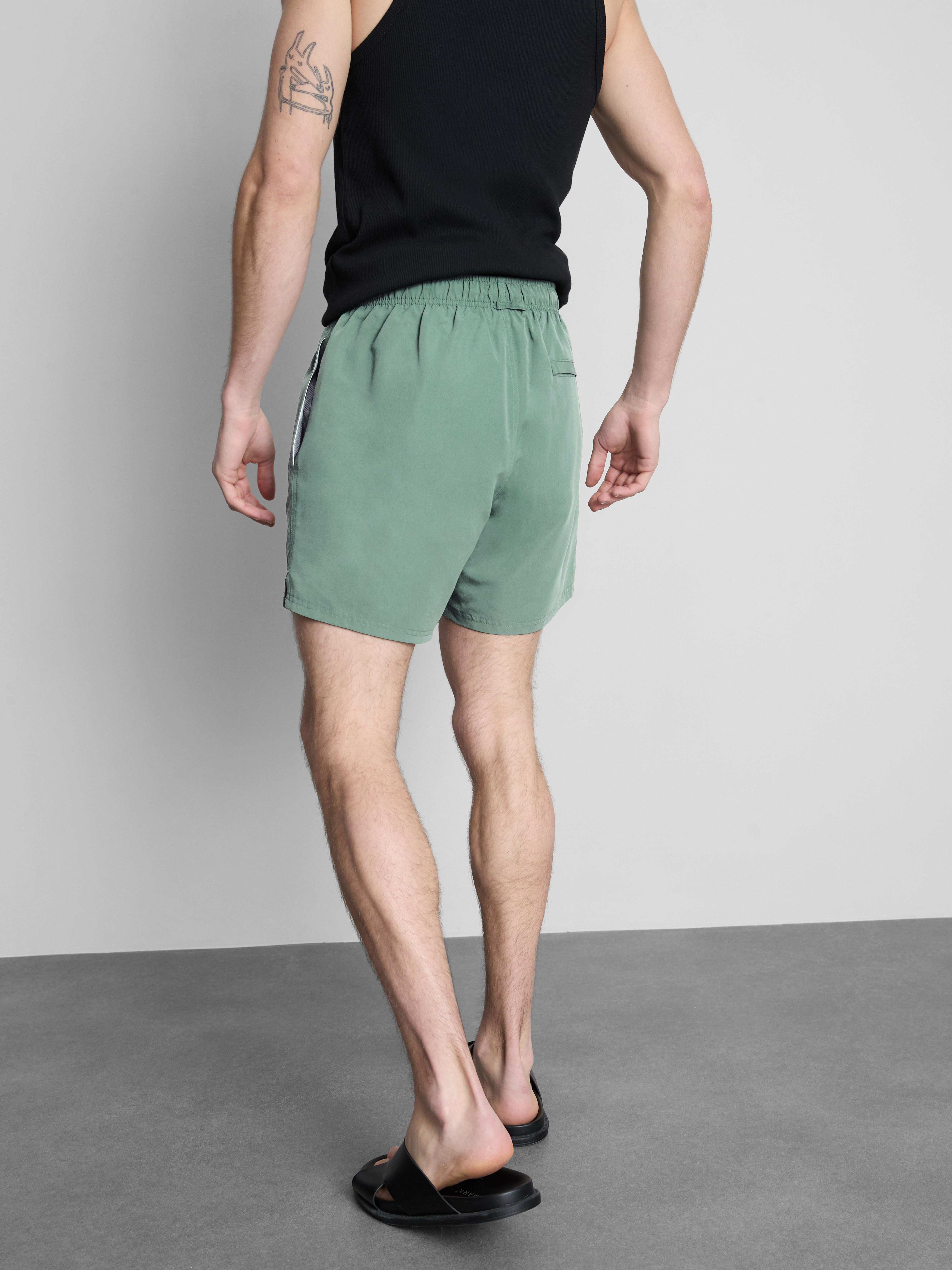 Men's Green Textured Swimming Shorts