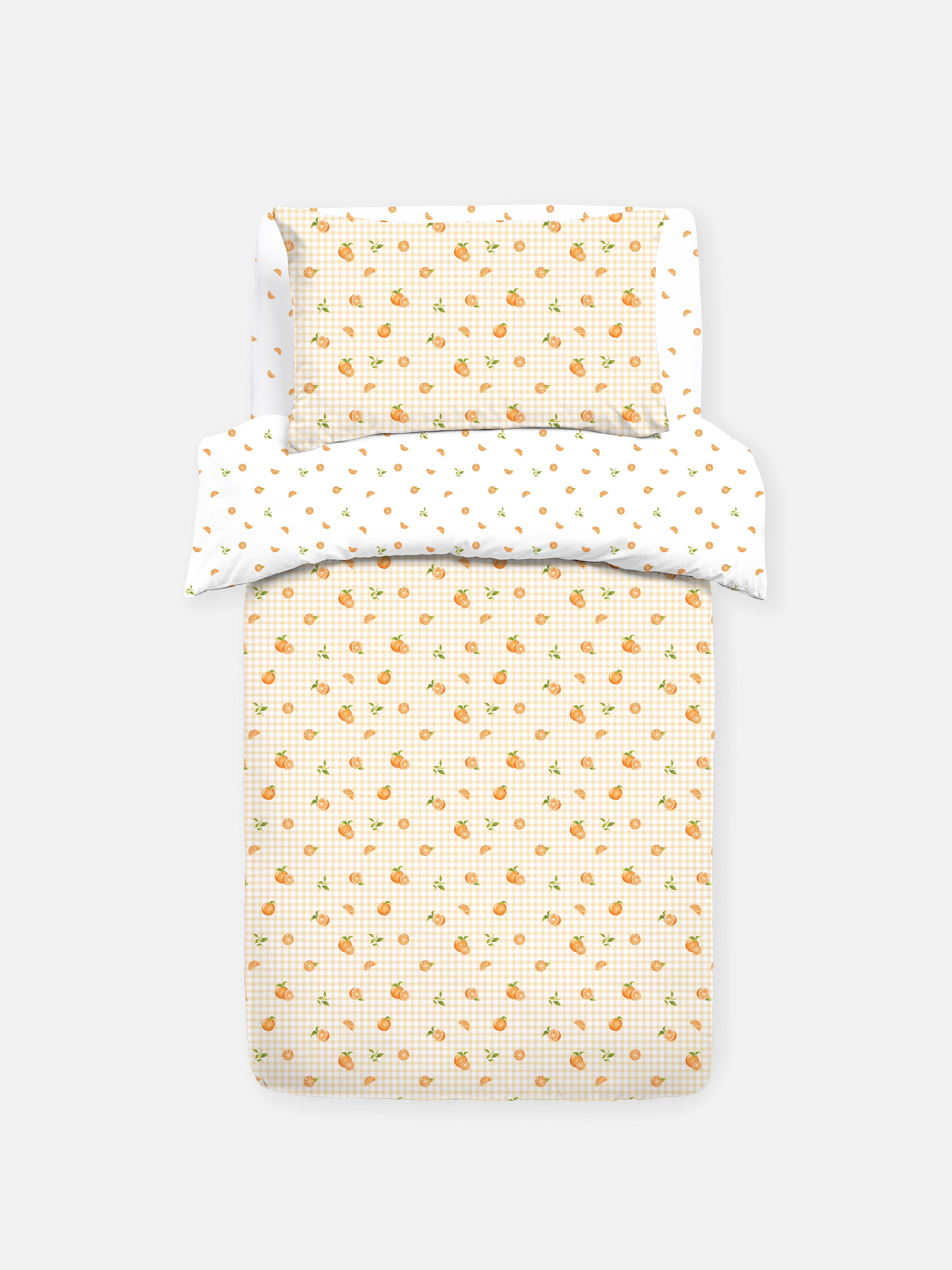 Conjunto roupa cama solteiro guingão laranja