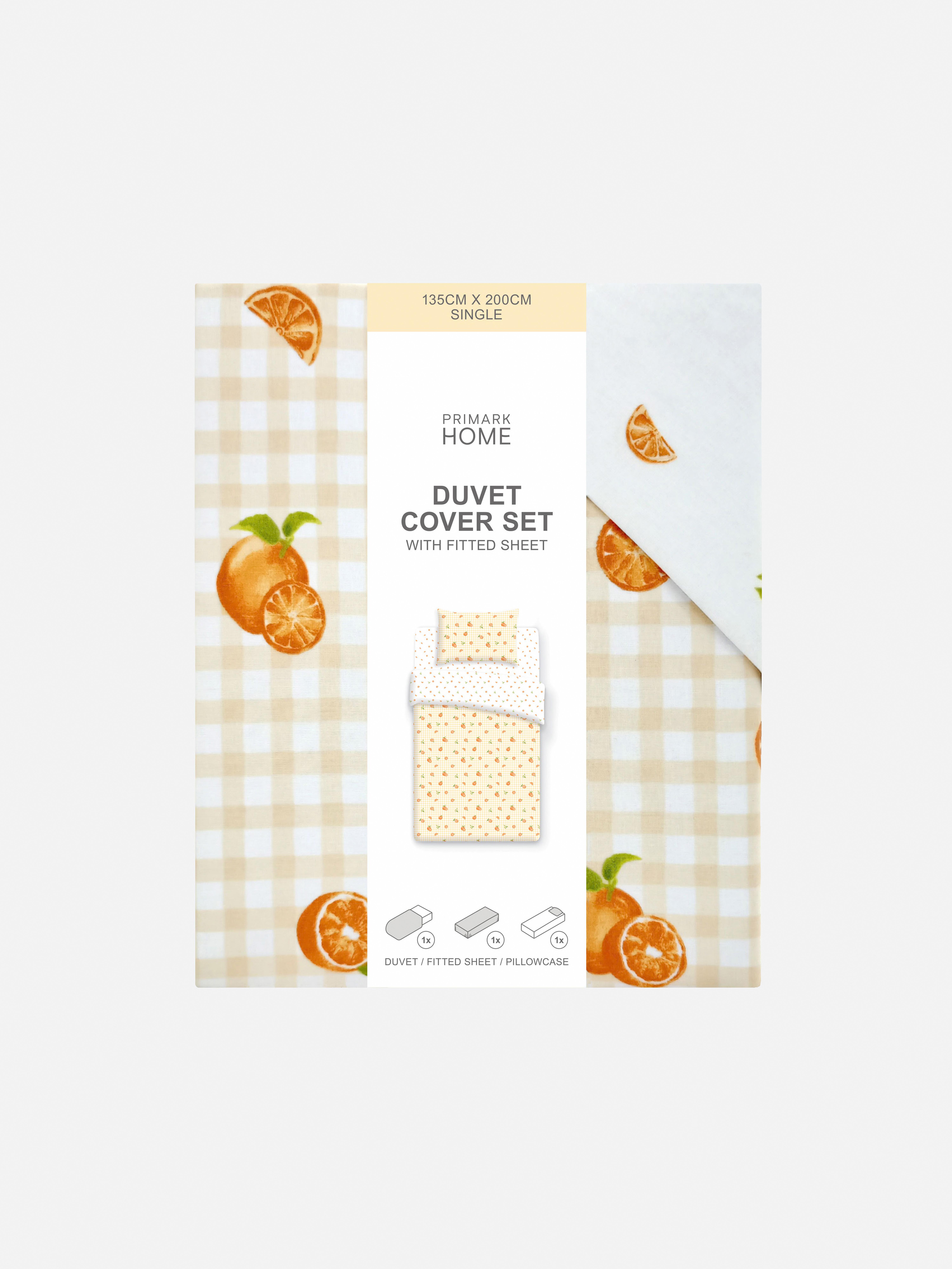 Conjunto roupa cama solteiro guingão laranja