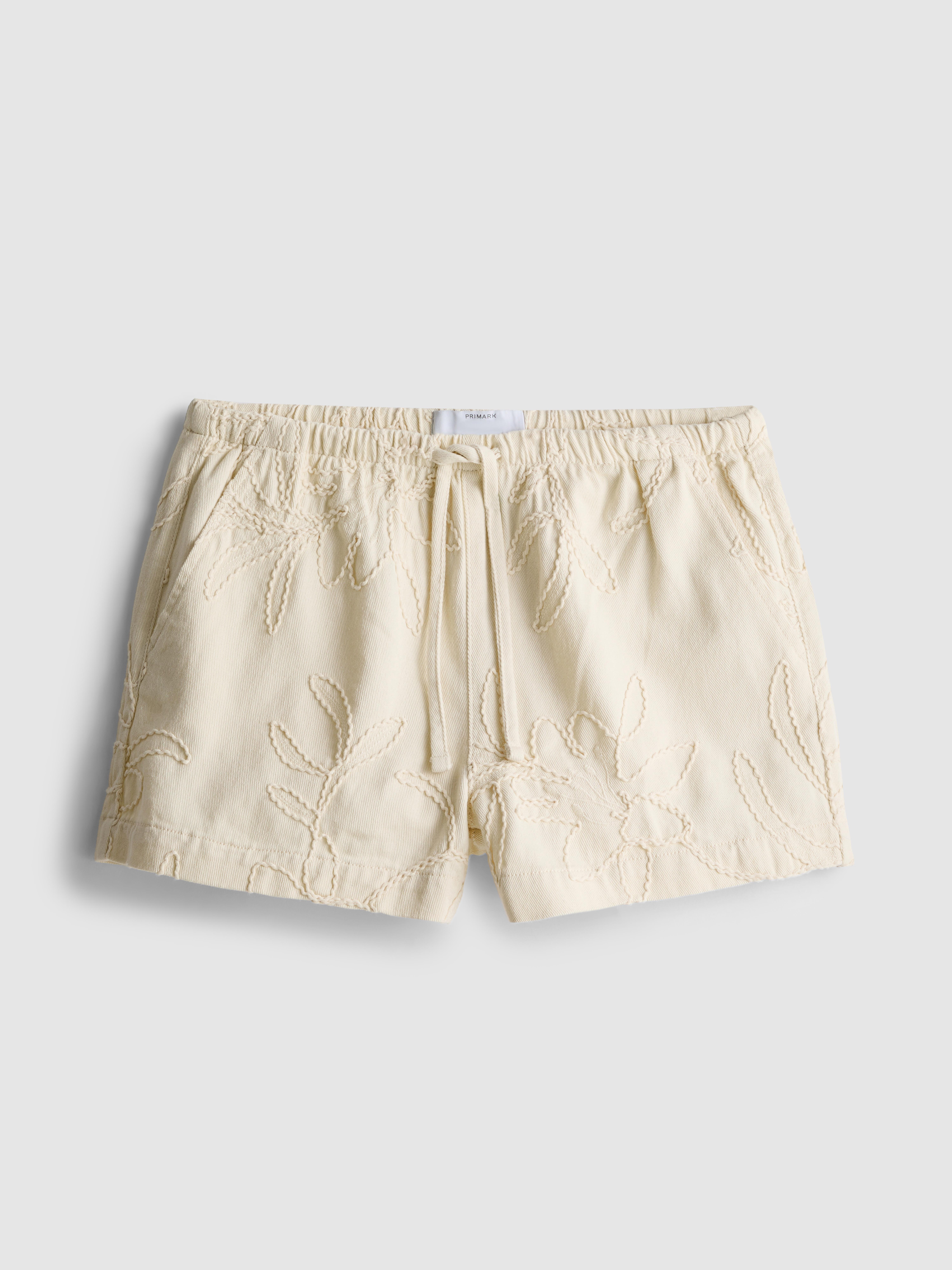 Cotton Denim Embroidered Cornelli Shorts