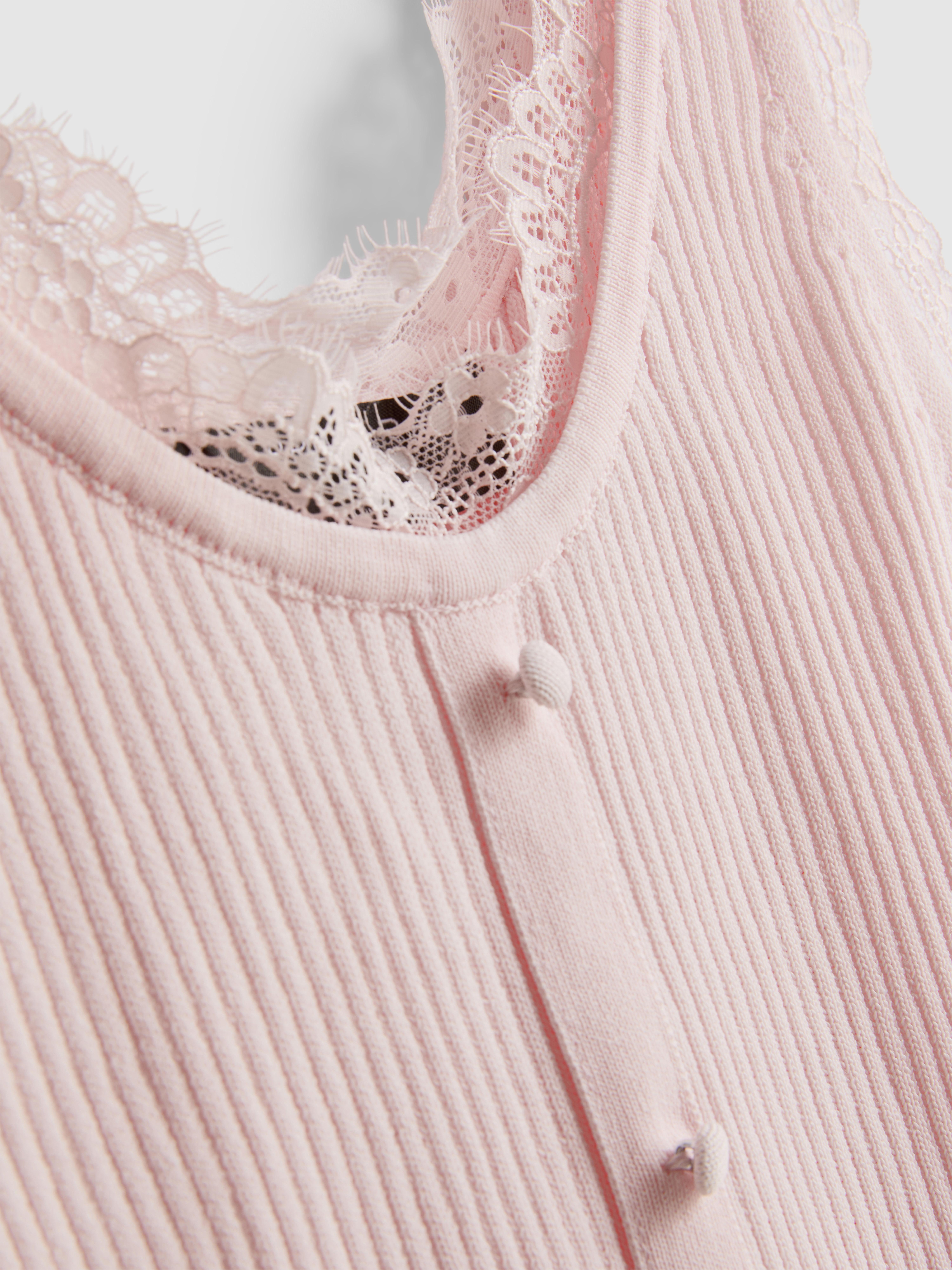 Débardeur côtelé à finitions en dentelle