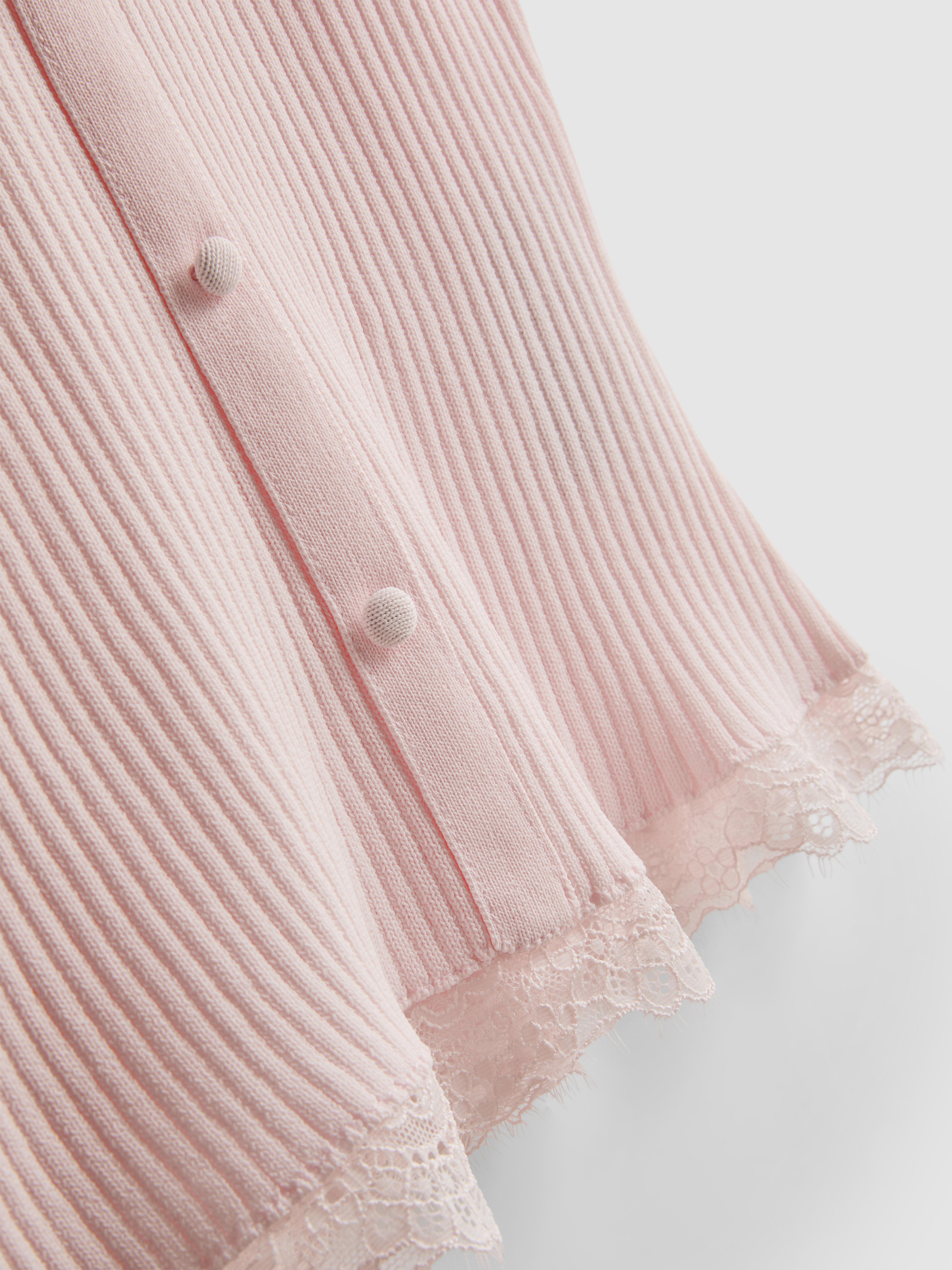 Débardeur côtelé à finitions en dentelle