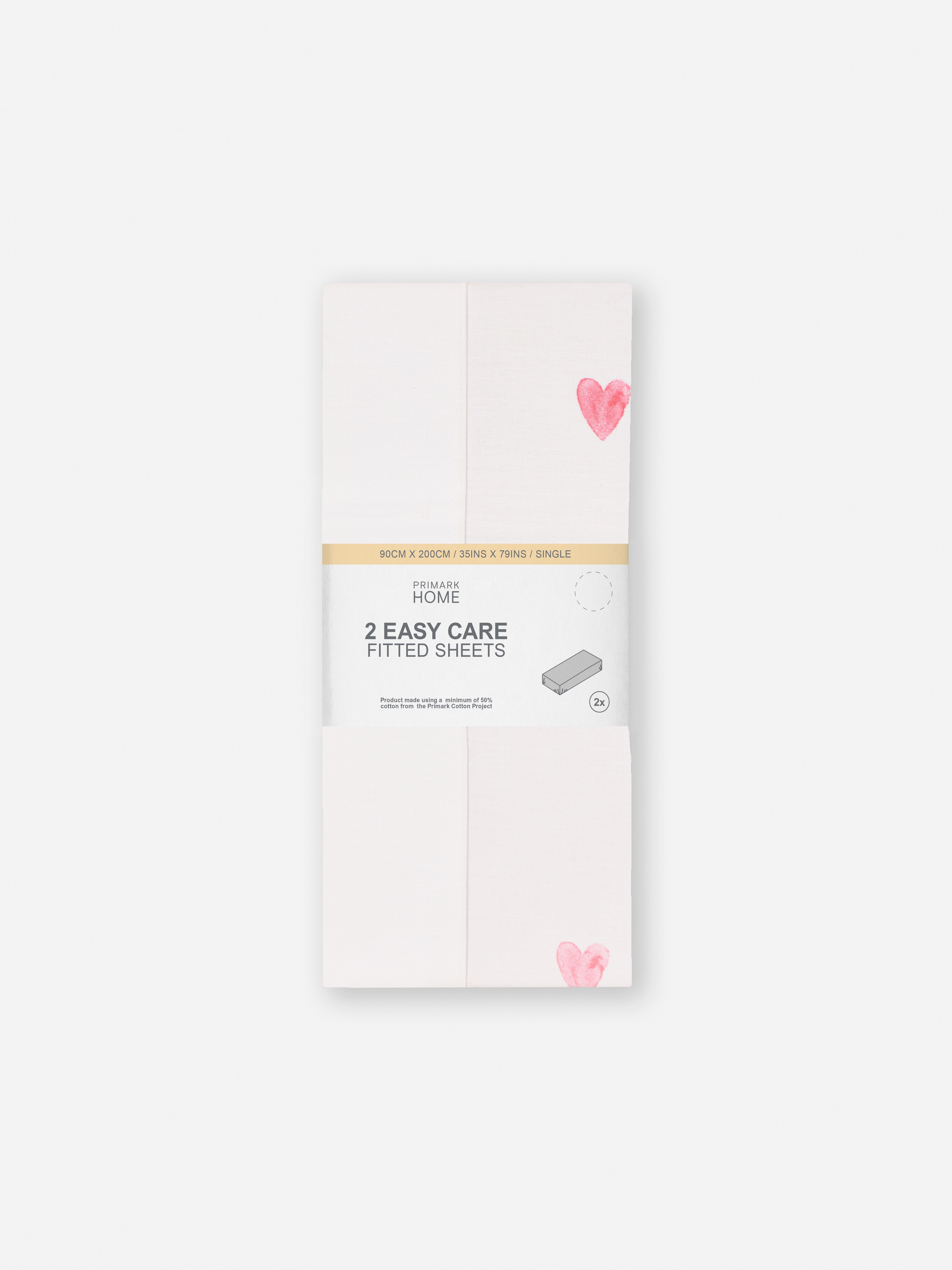 2pk Heart Fitted Sheet