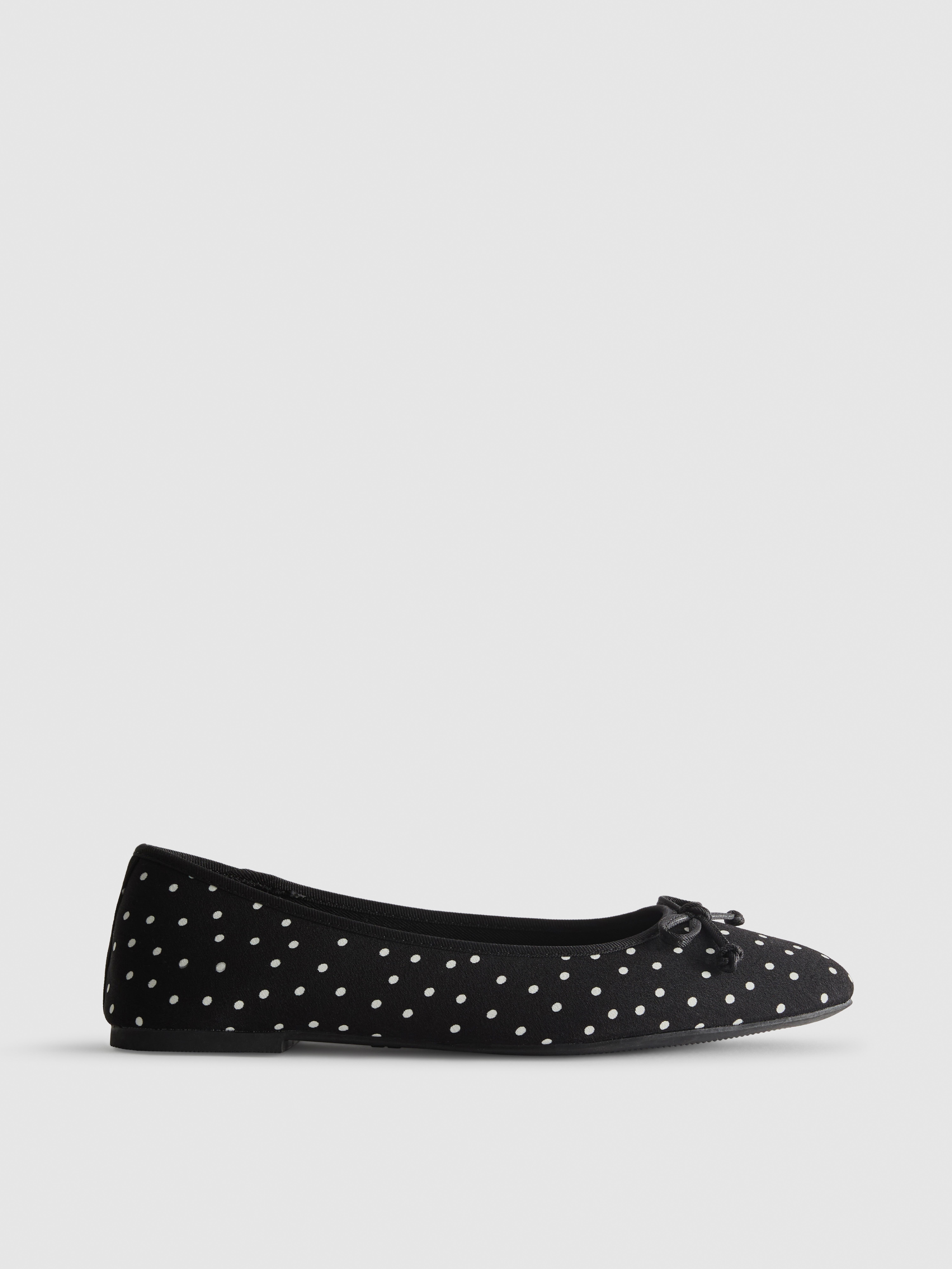 Women's Black/White Bow Ballet Pumps