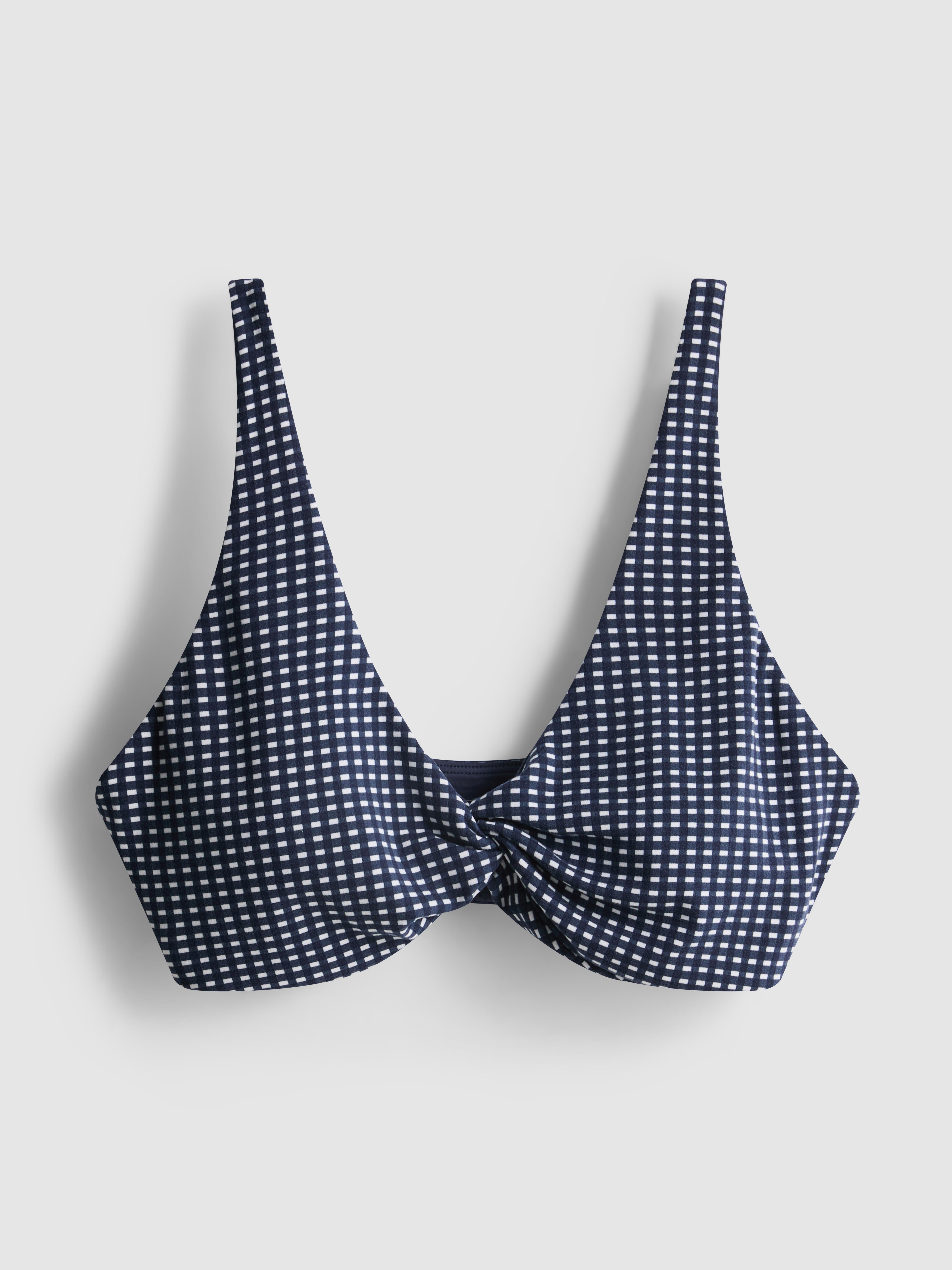 Haut de sport court vichy torsadé sur le devant