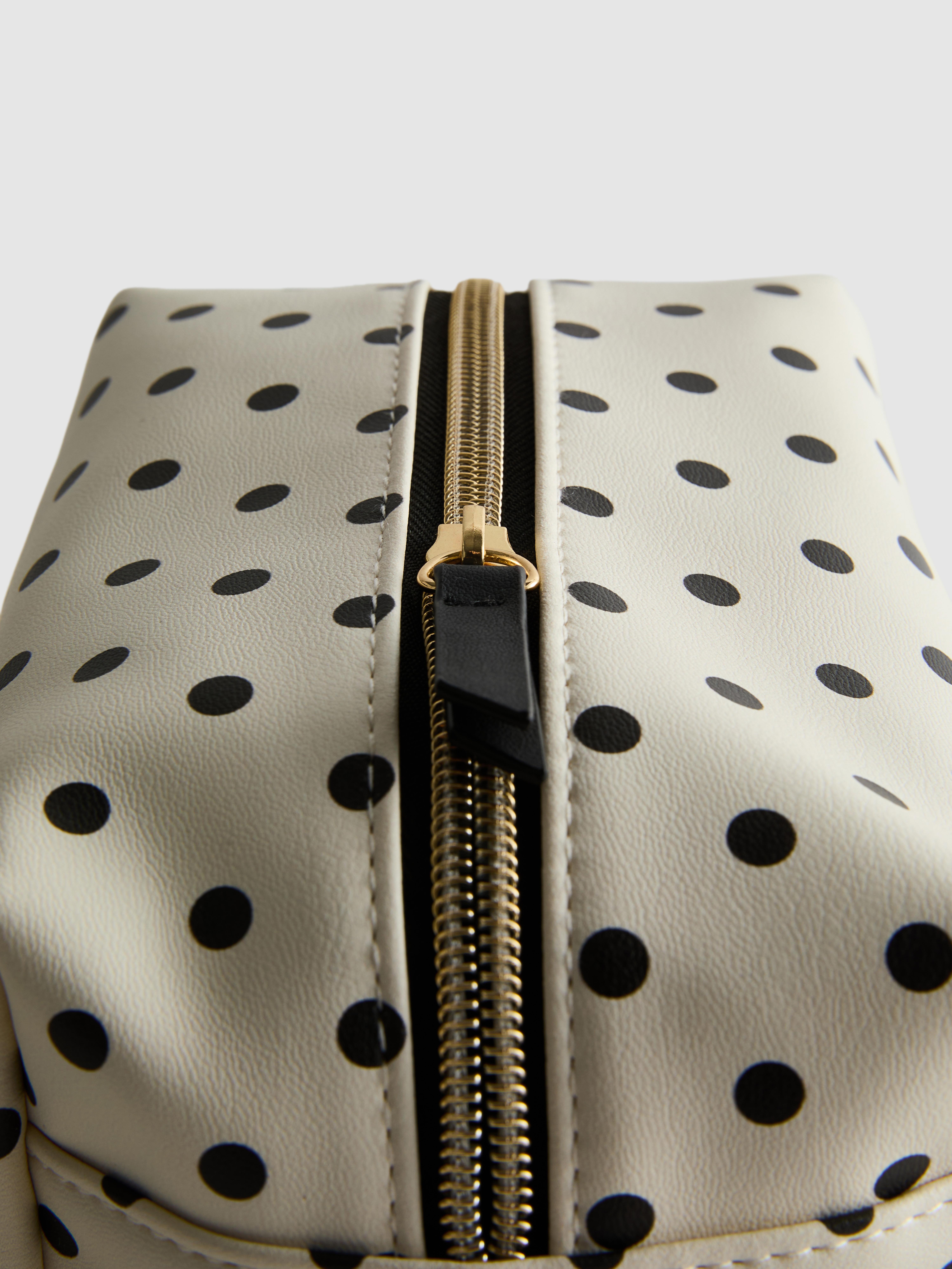 olka Dot Print Faux Leather Makeup Bag