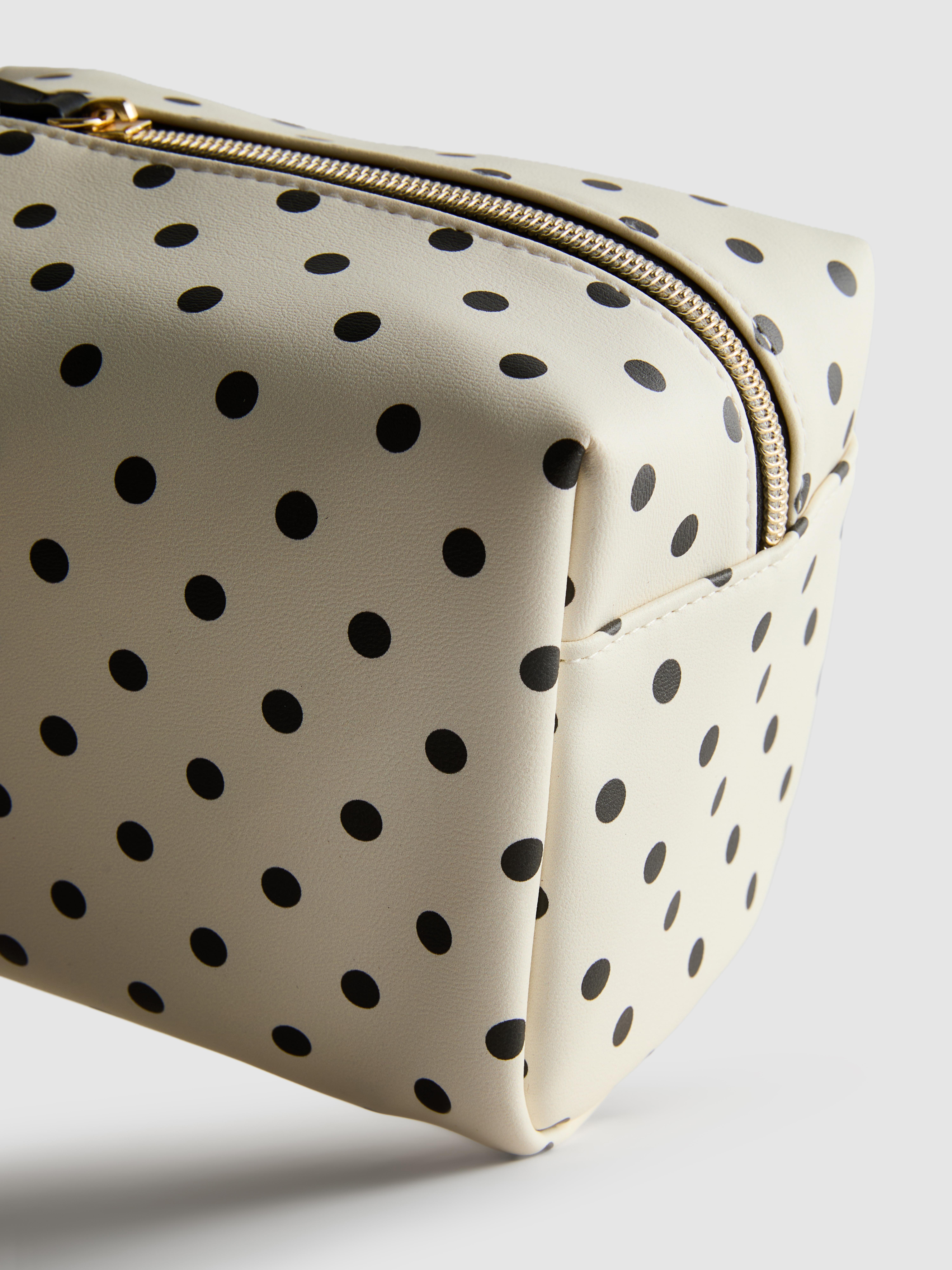 olka Dot Print Faux Leather Makeup Bag