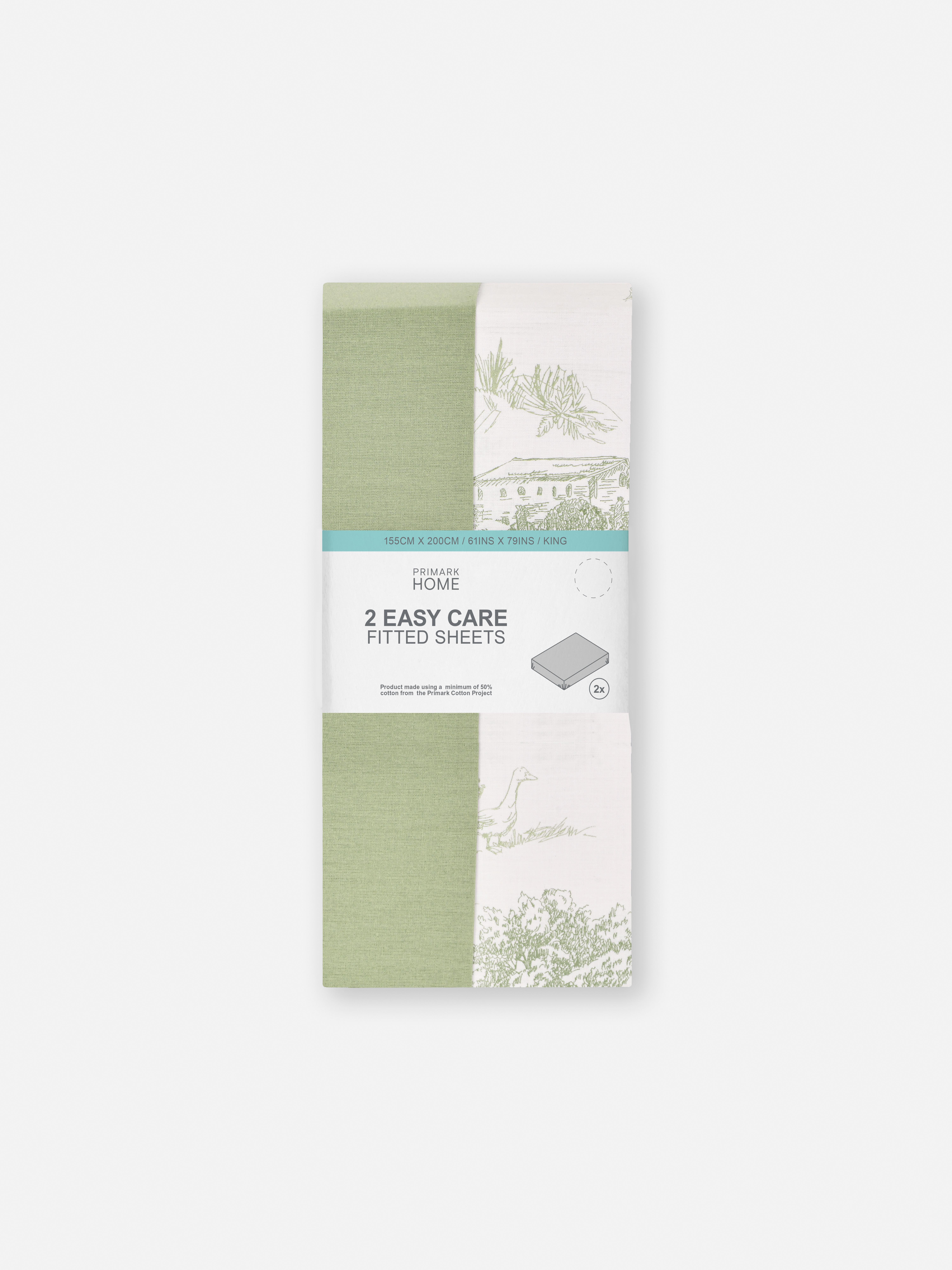 2pk Toile King Fitted Sheet