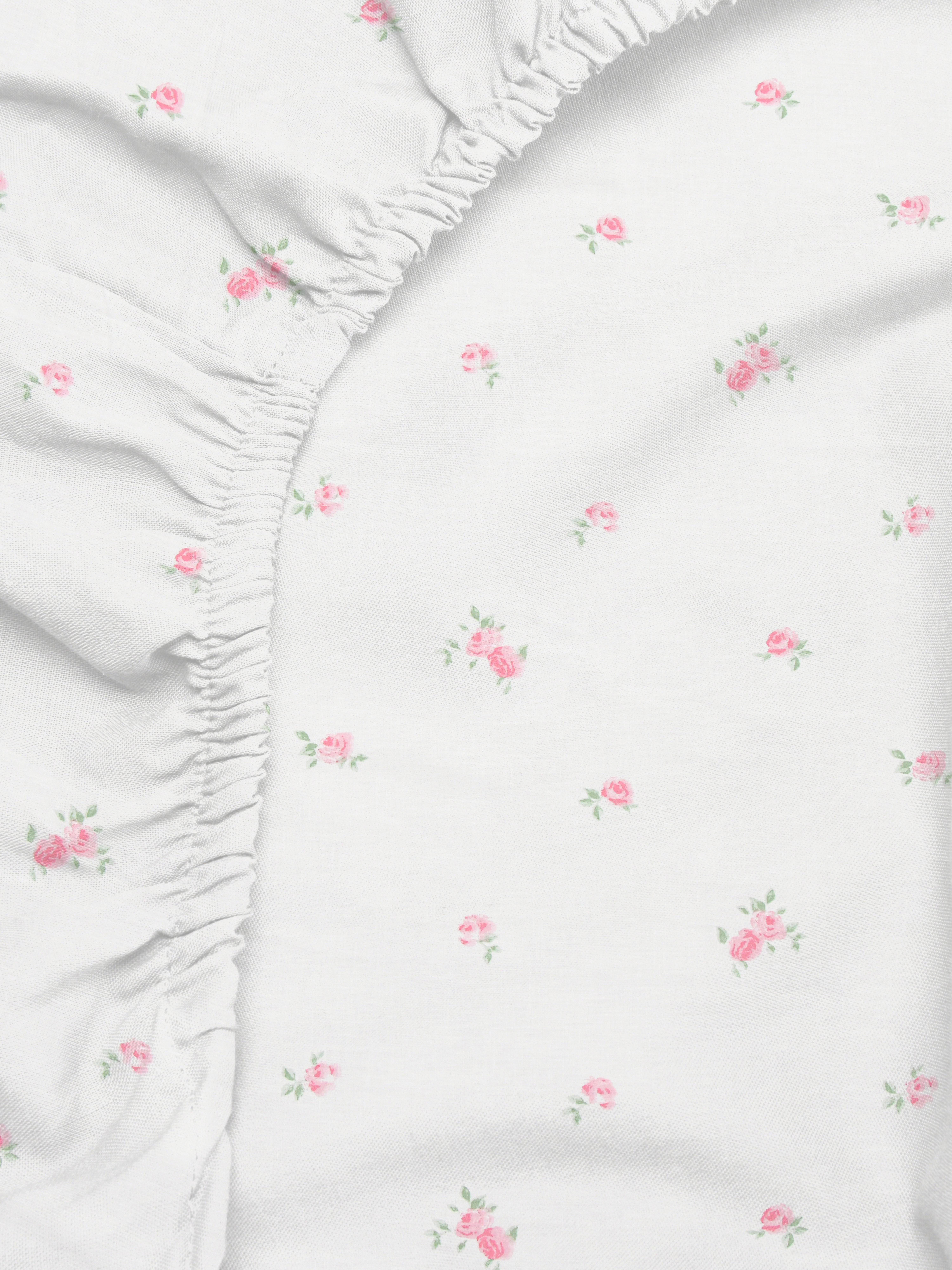 Eenpersoons hoeslaken met bloemetjesmotief, set van 2