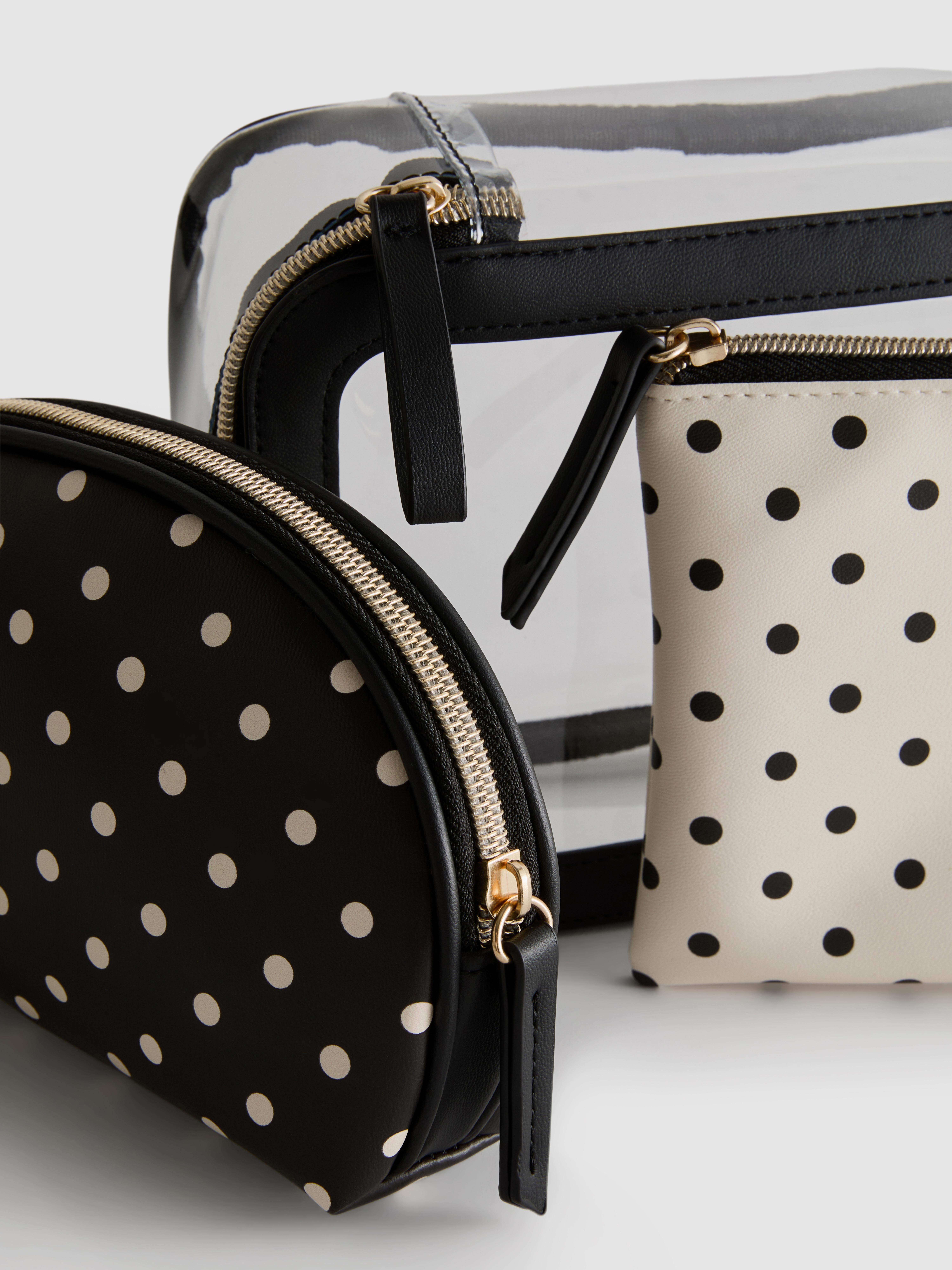 3-Piece Polka Dot Wash Bag Set