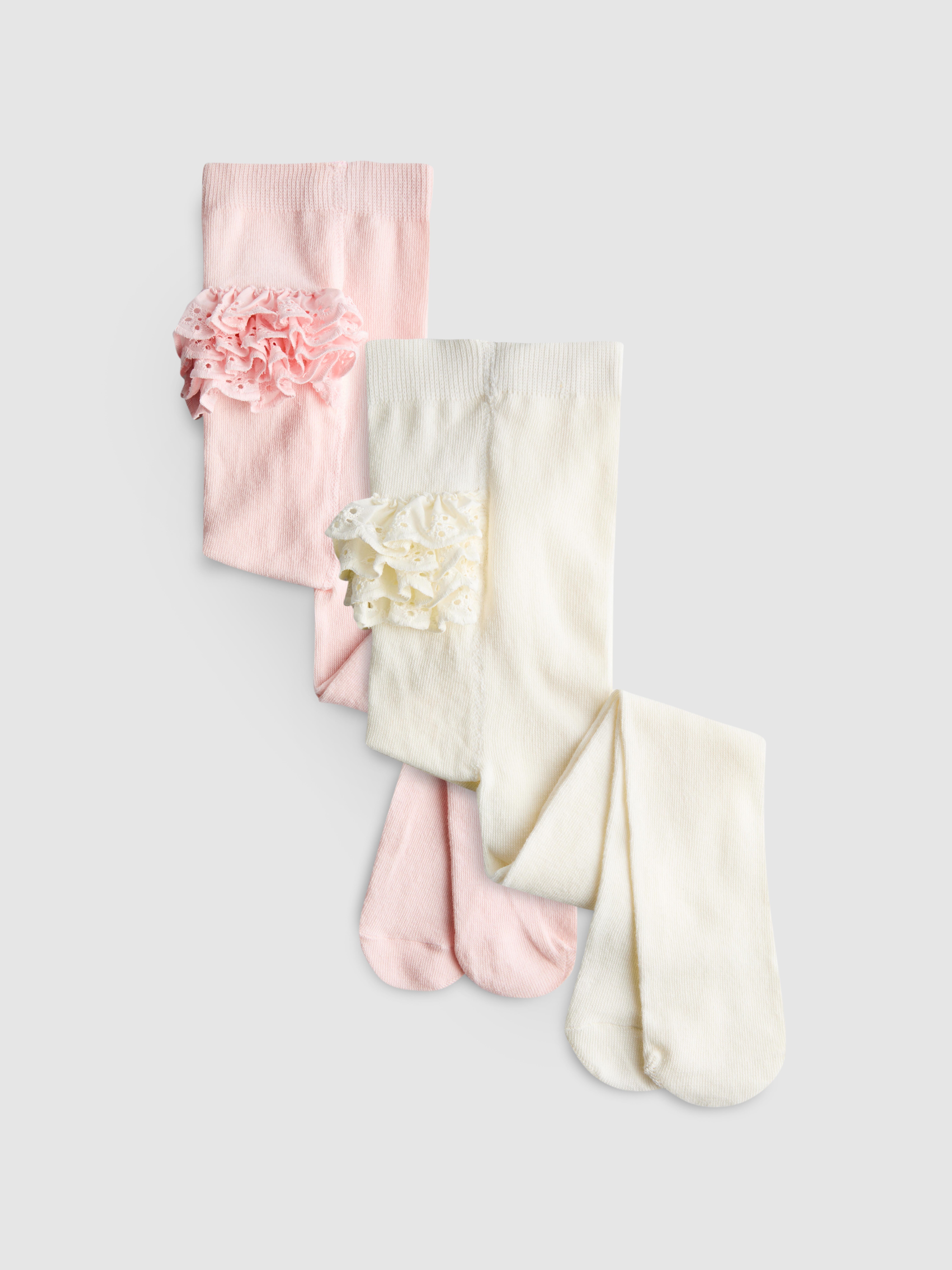 Baby Girls Pink 0-36mths | 2pk Ruffle Tights