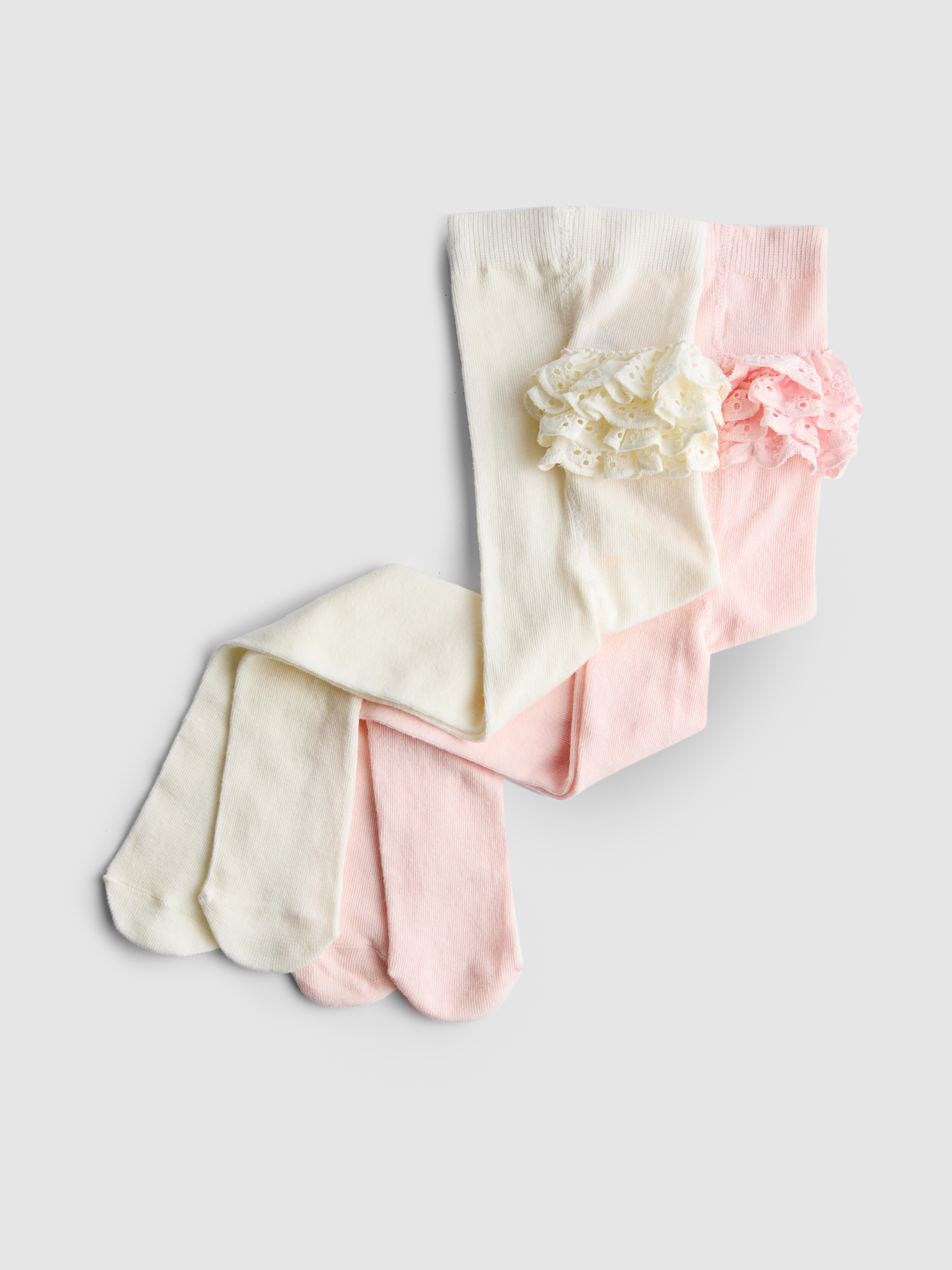 Baby Girls Pink 0-36mths | 2pk Ruffle Tights