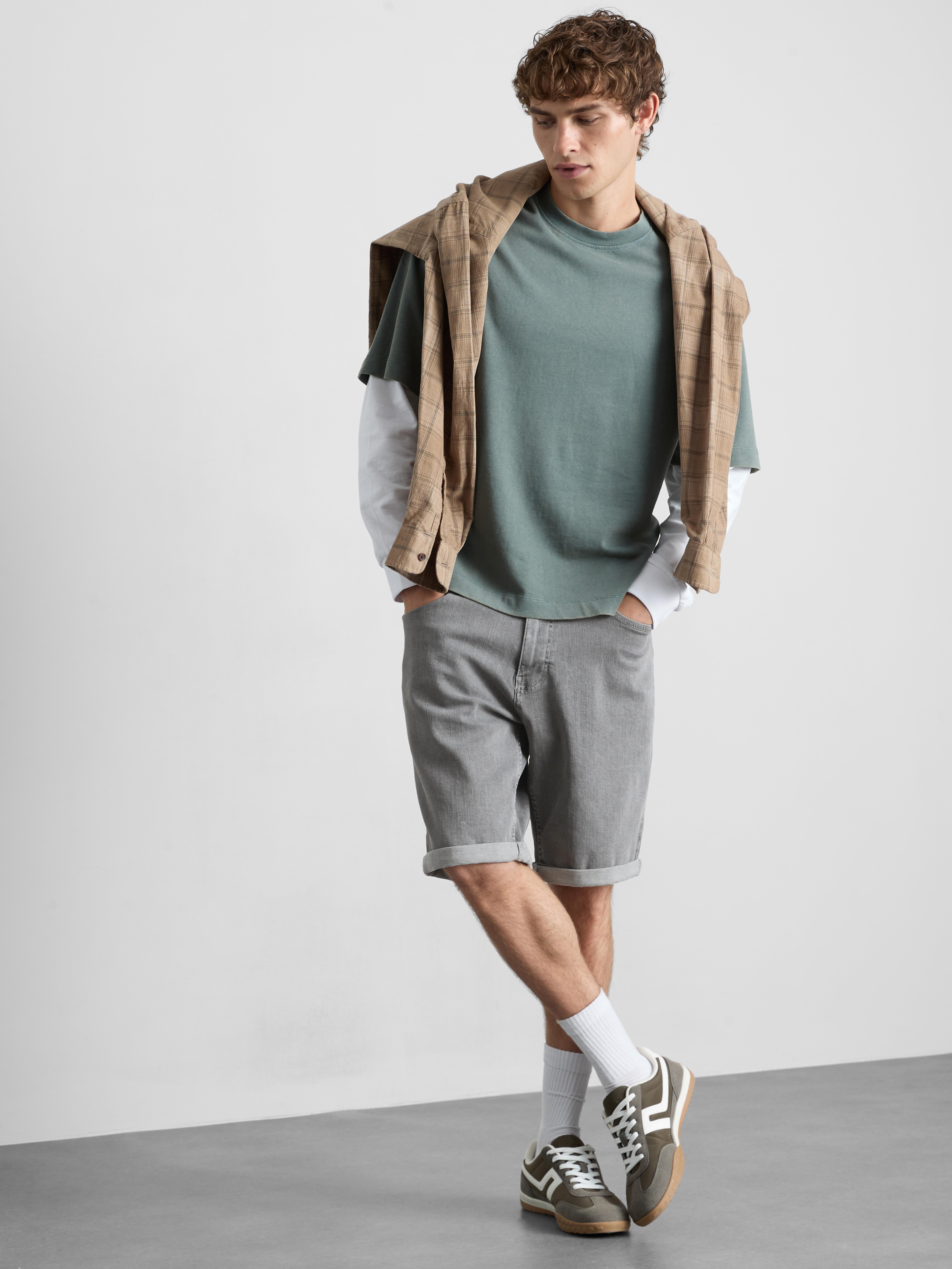 Straight Fit Denim Shorts