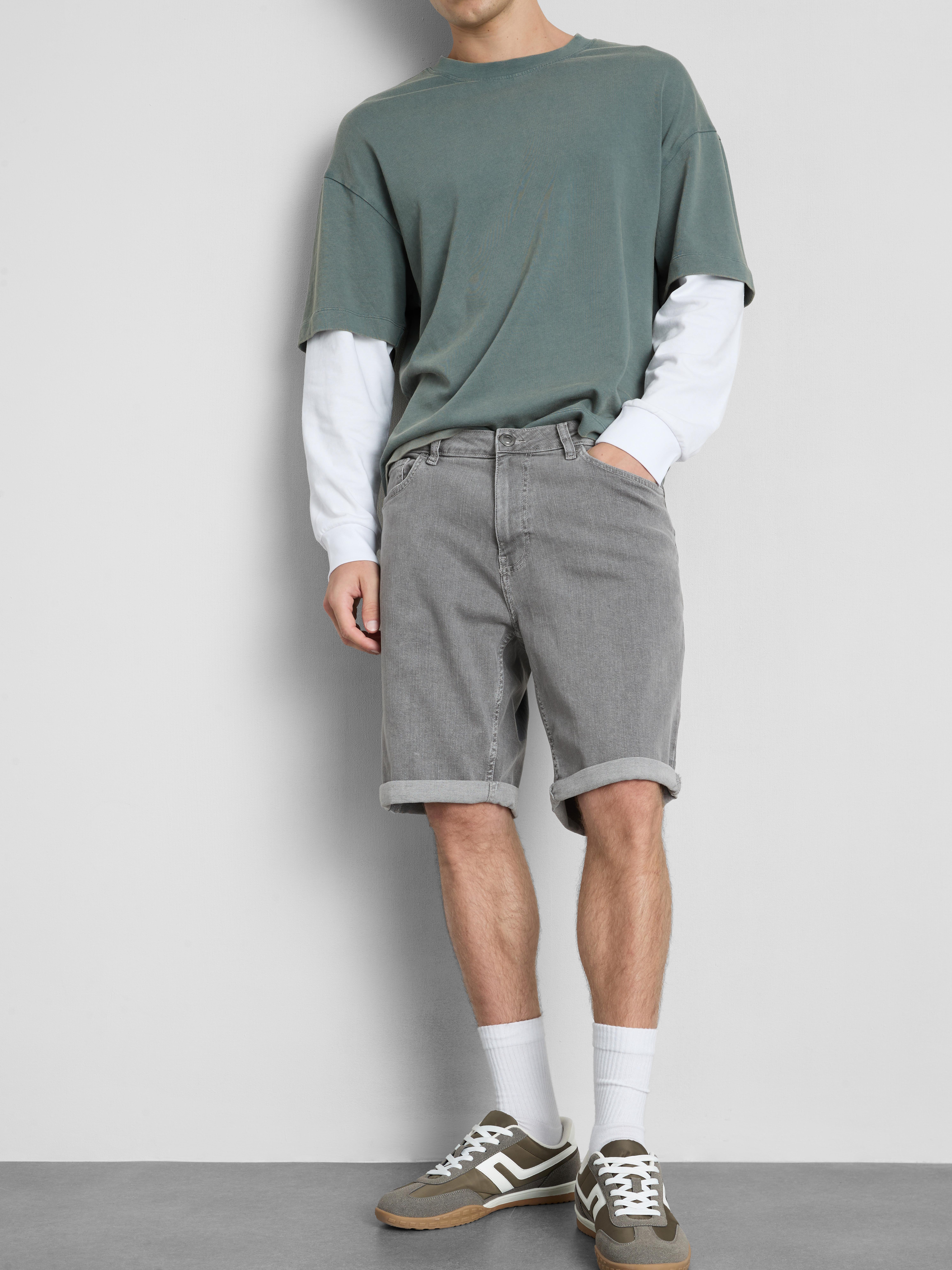 Straight Fit Denim Shorts