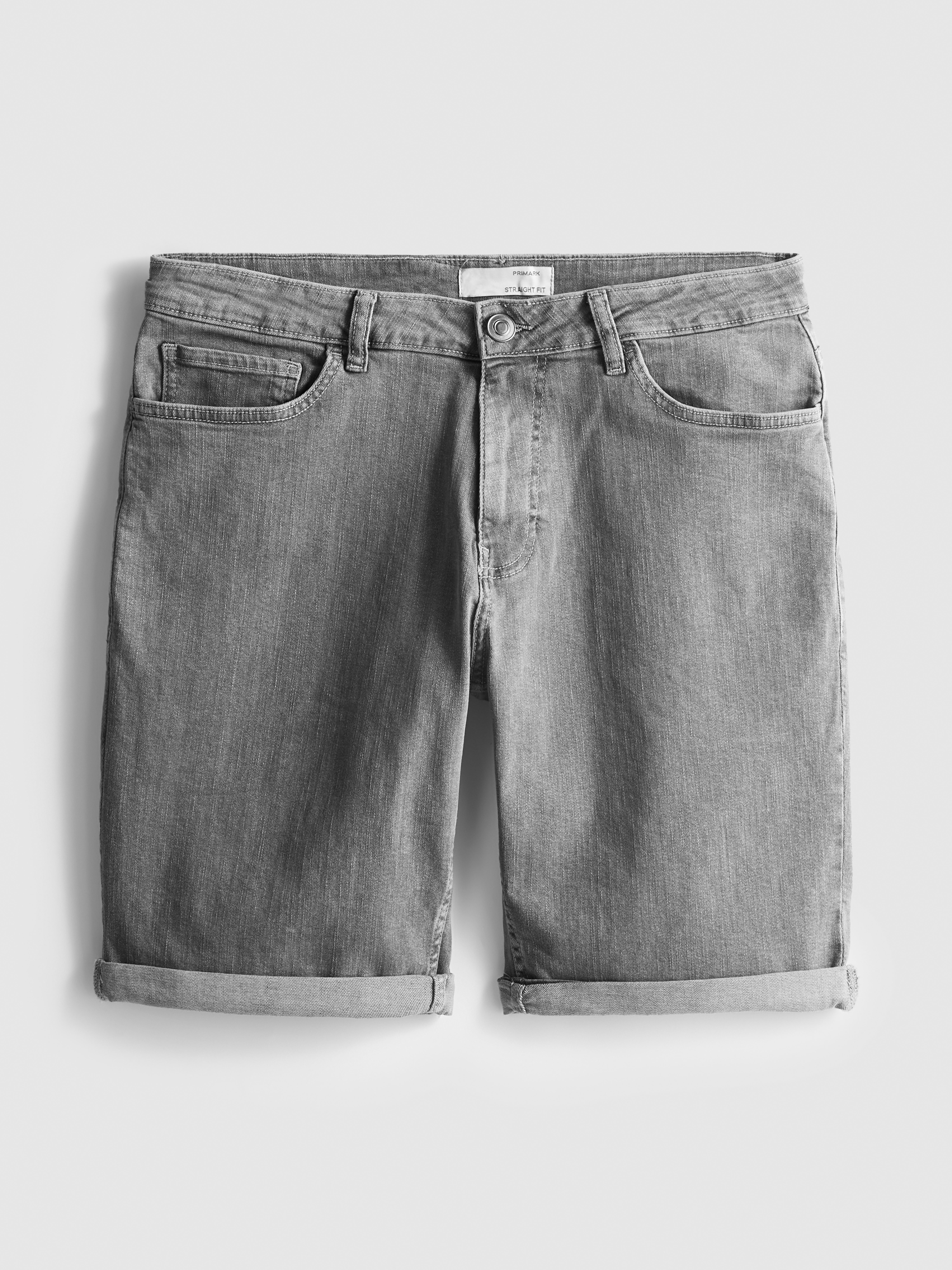 Straight Fit Denim Shorts Grey